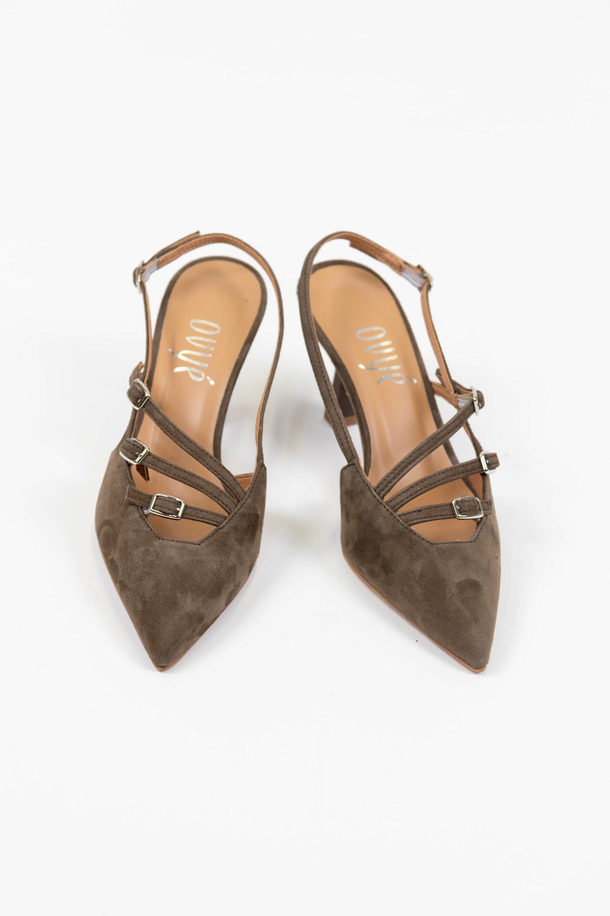 Ovyé - Slingback in camoscio con triplo cinturino