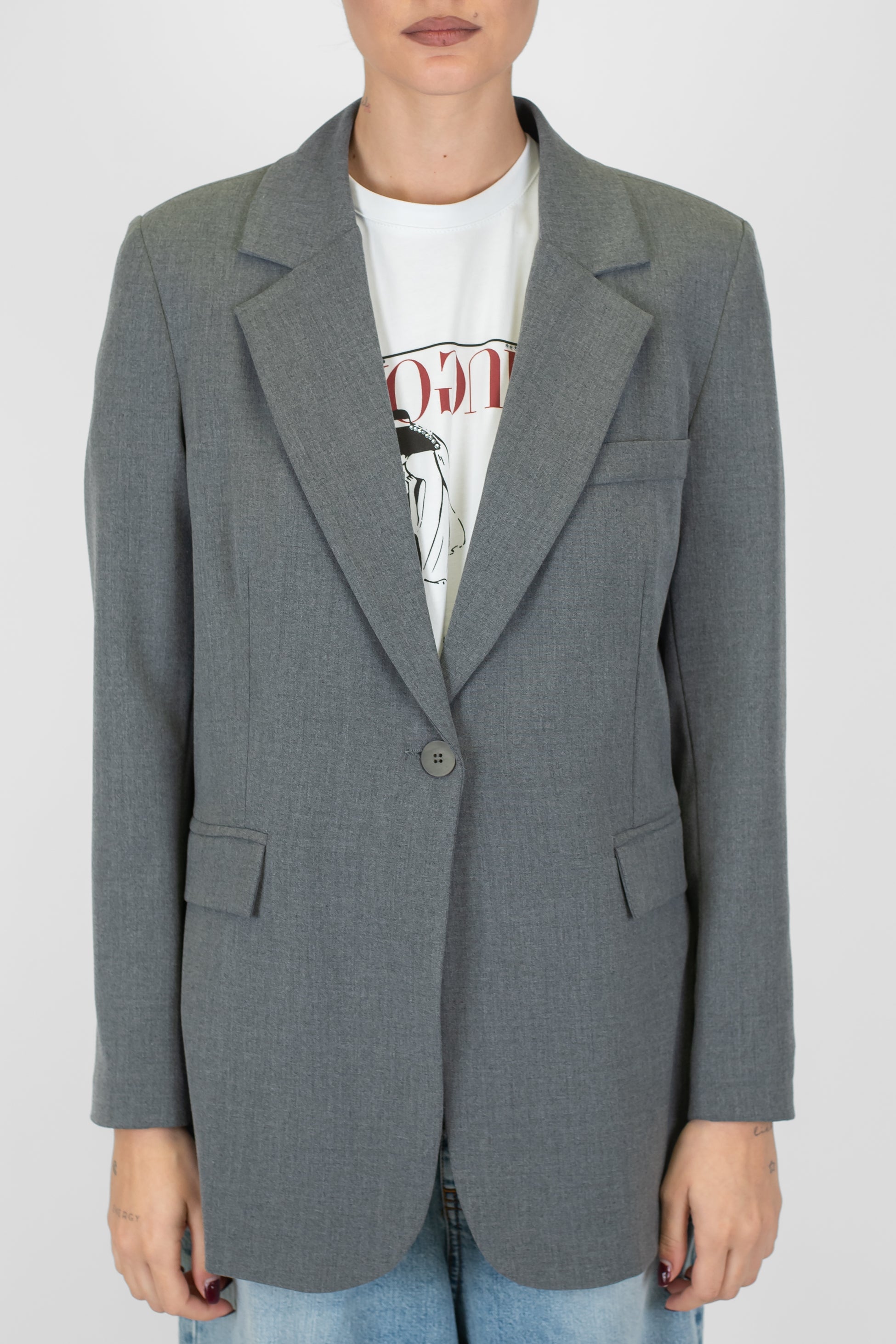 Motel - Giacca monopetto tinta unita con taschino