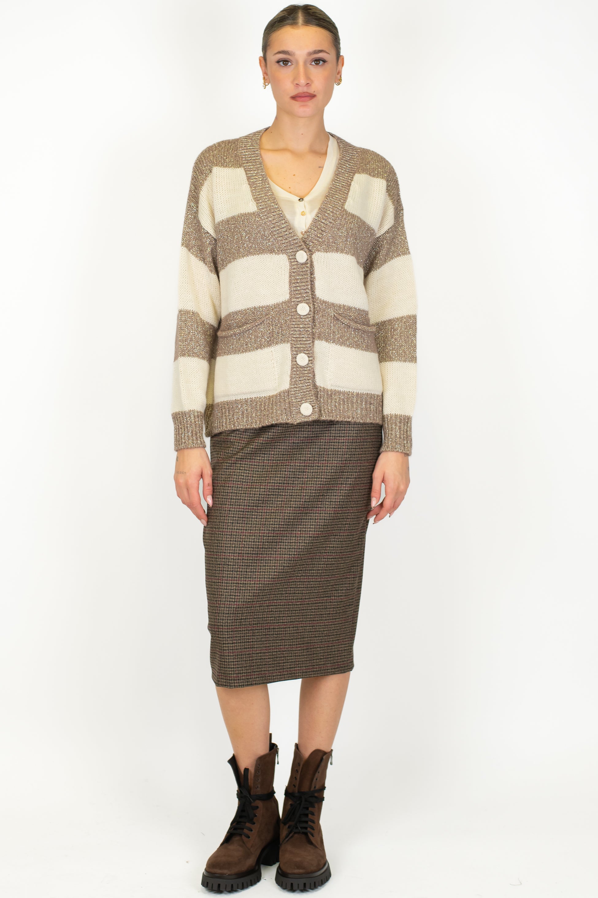 Motel - Cardigan a righe lurex