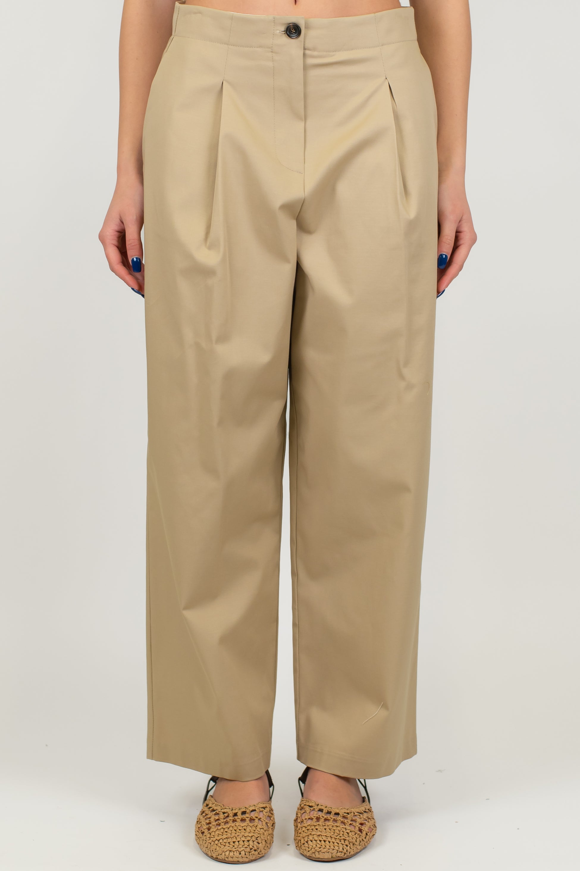 Tensione in - Pantalone crop a gamba larga con pinces