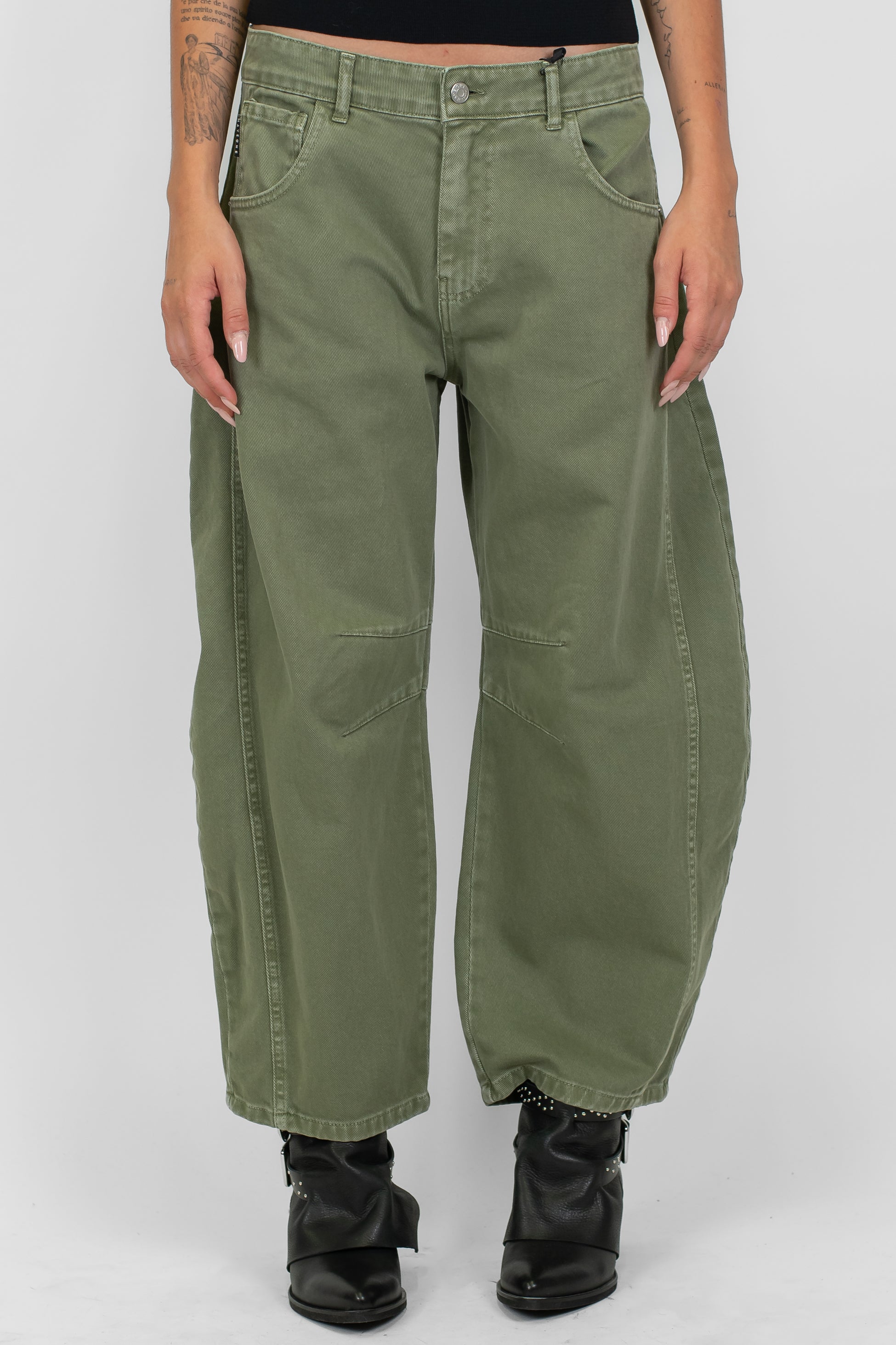 Haveone - Pantalone balloon in denim colorato