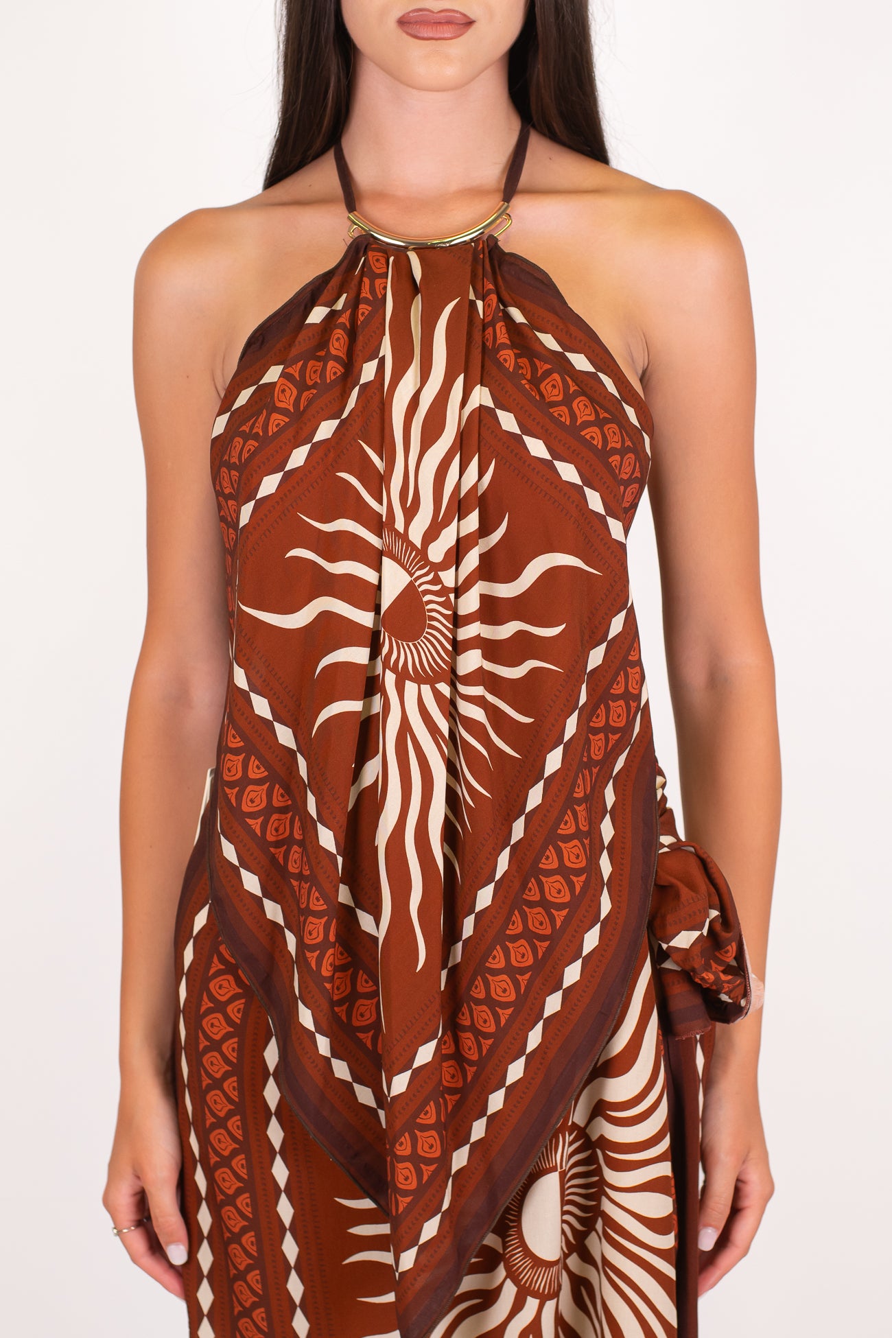 Tensione in - Top foulard fantasia etnica in viscosa leggera con scollatura sul retro