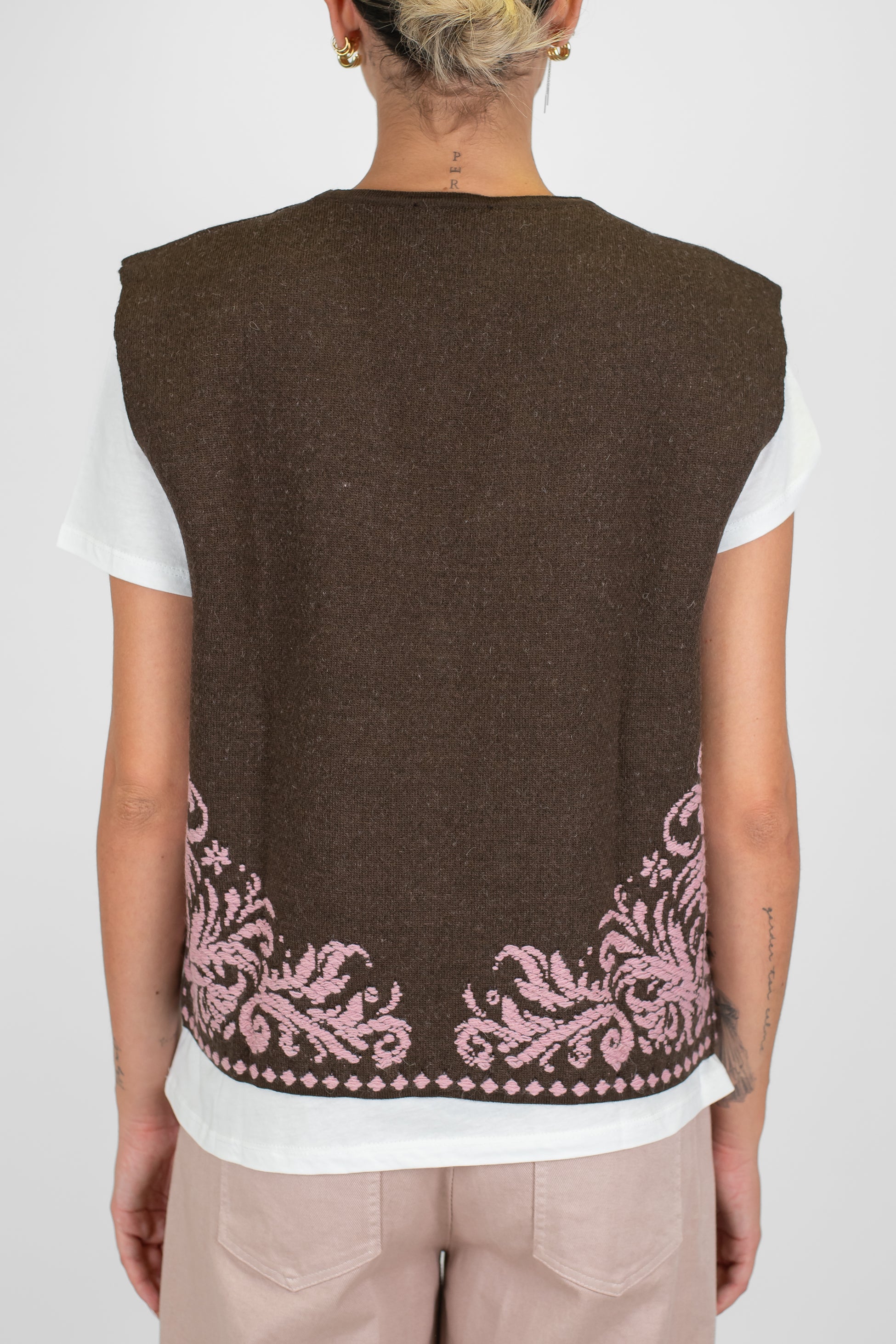 Motel - Gilet aperto fantasia astratta in misto lana