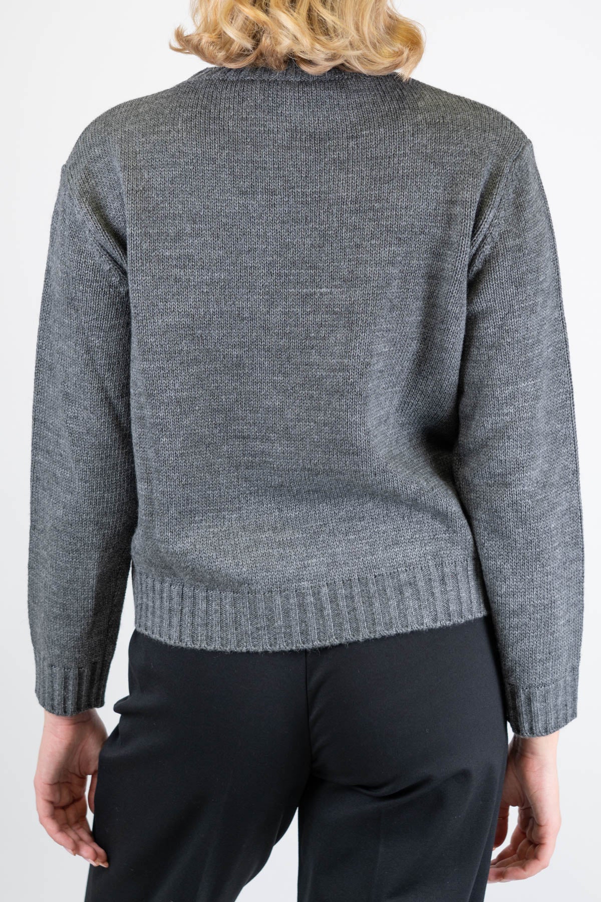 Motel - Maglia girocollo in misto lana con orsetto natalizio