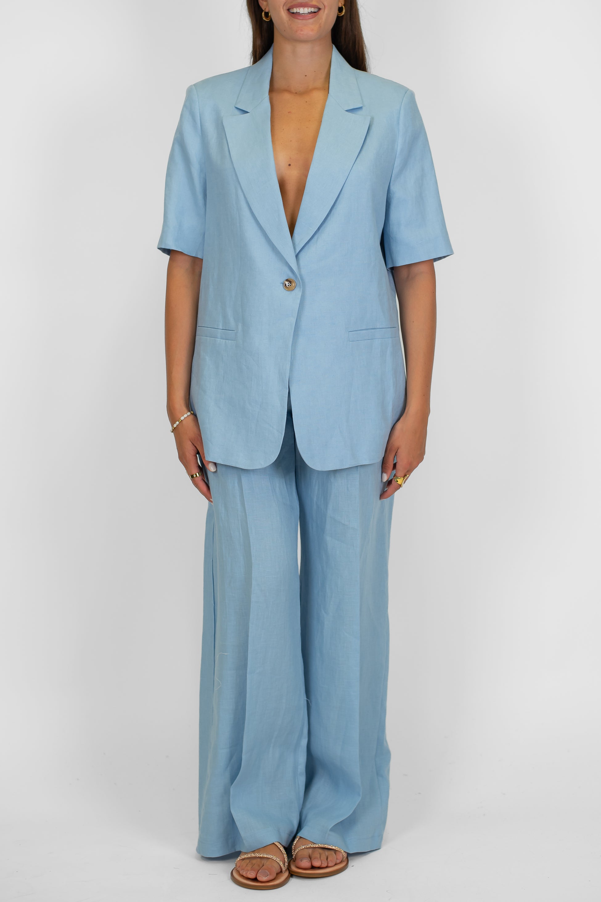 Tensione in - Pantalone palazzo in puro lino