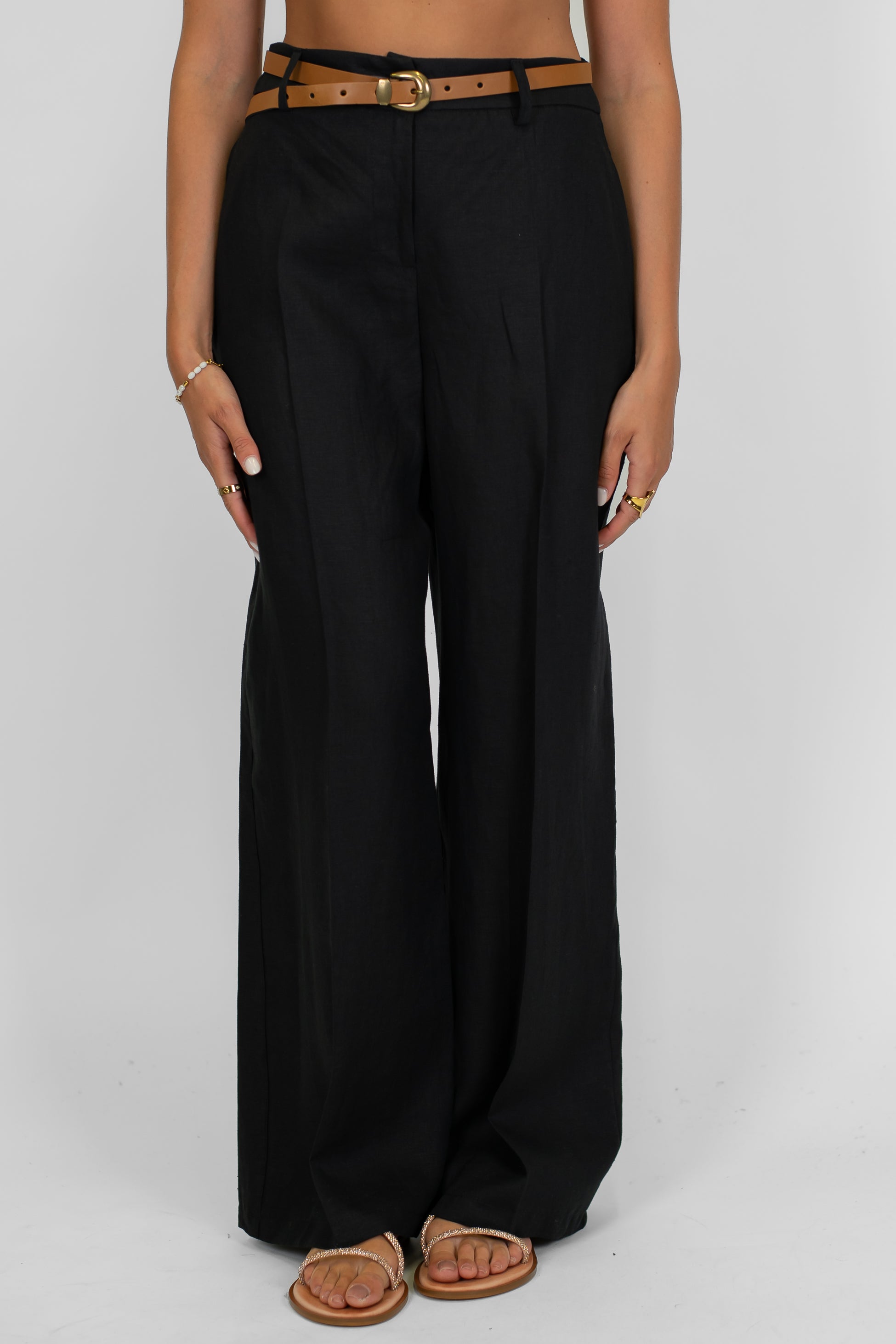 Tensione in - Pantalone palazzo in puro lino