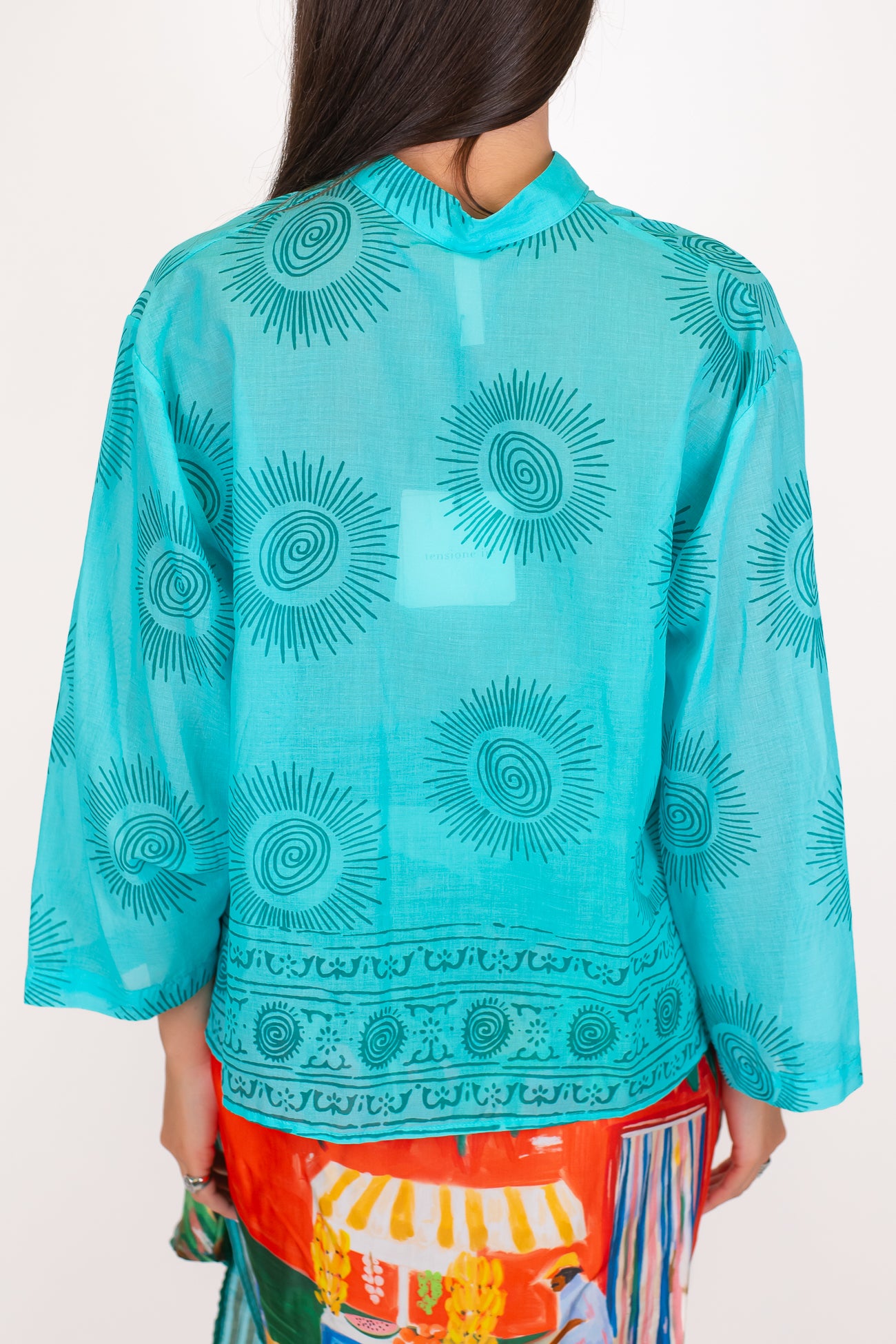 Tensione in - Camicia in cotone fantasia collo alla coreana