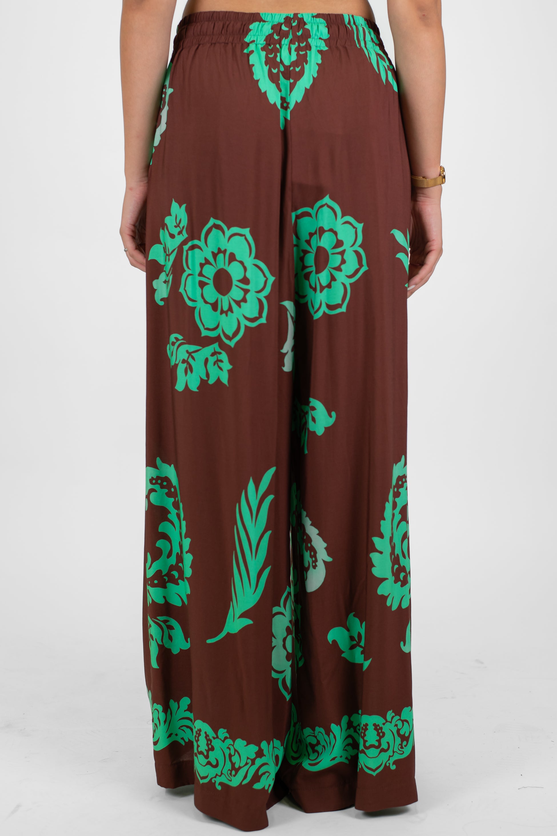 Tensione in - Pantalone palazzo fantasia floreale astratta con coulisse