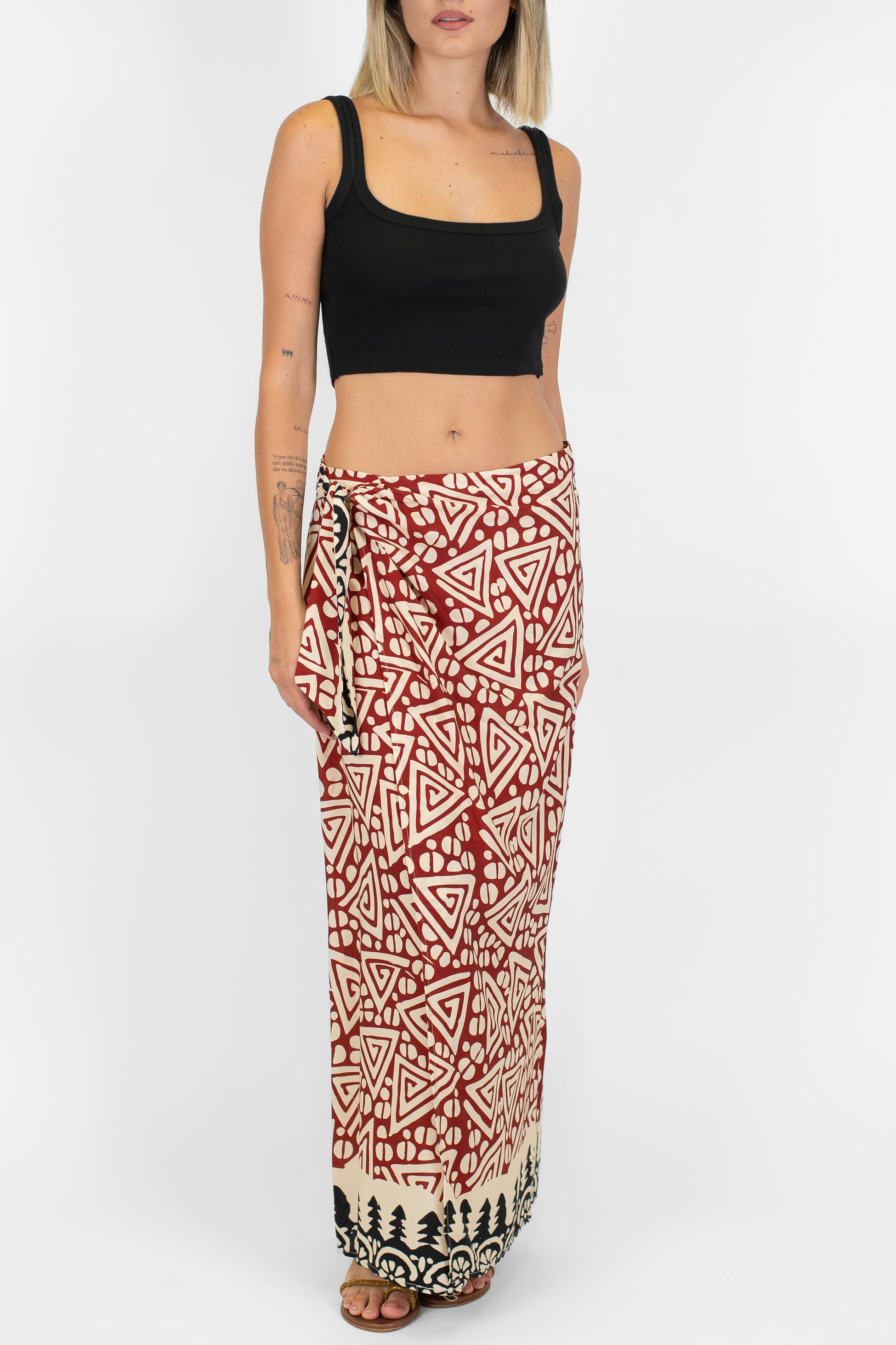 Haveone - Gonna pareo a porafoglio fantasia etnica in viscosa