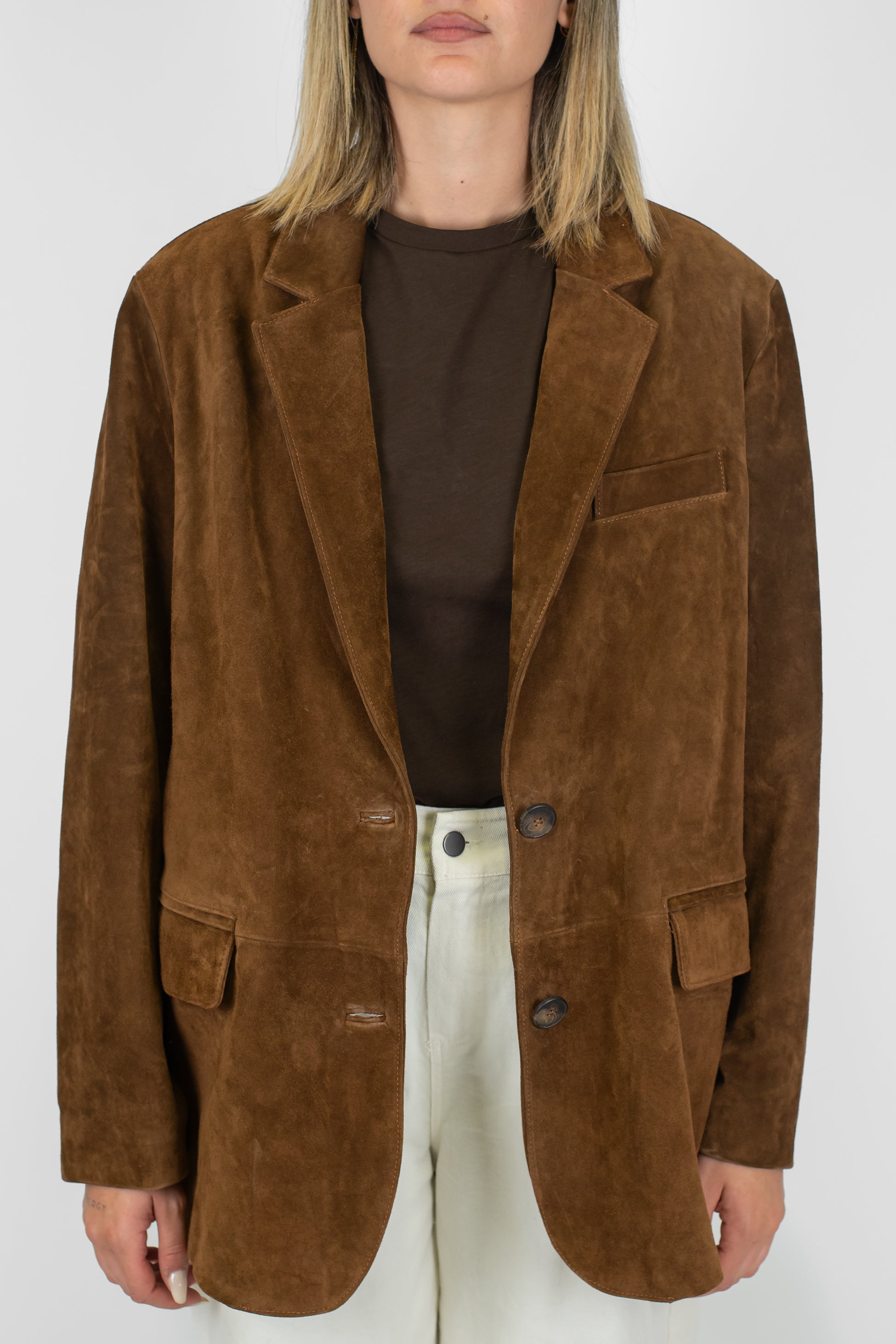 Motel - Giacca monopetto in vero camoscio