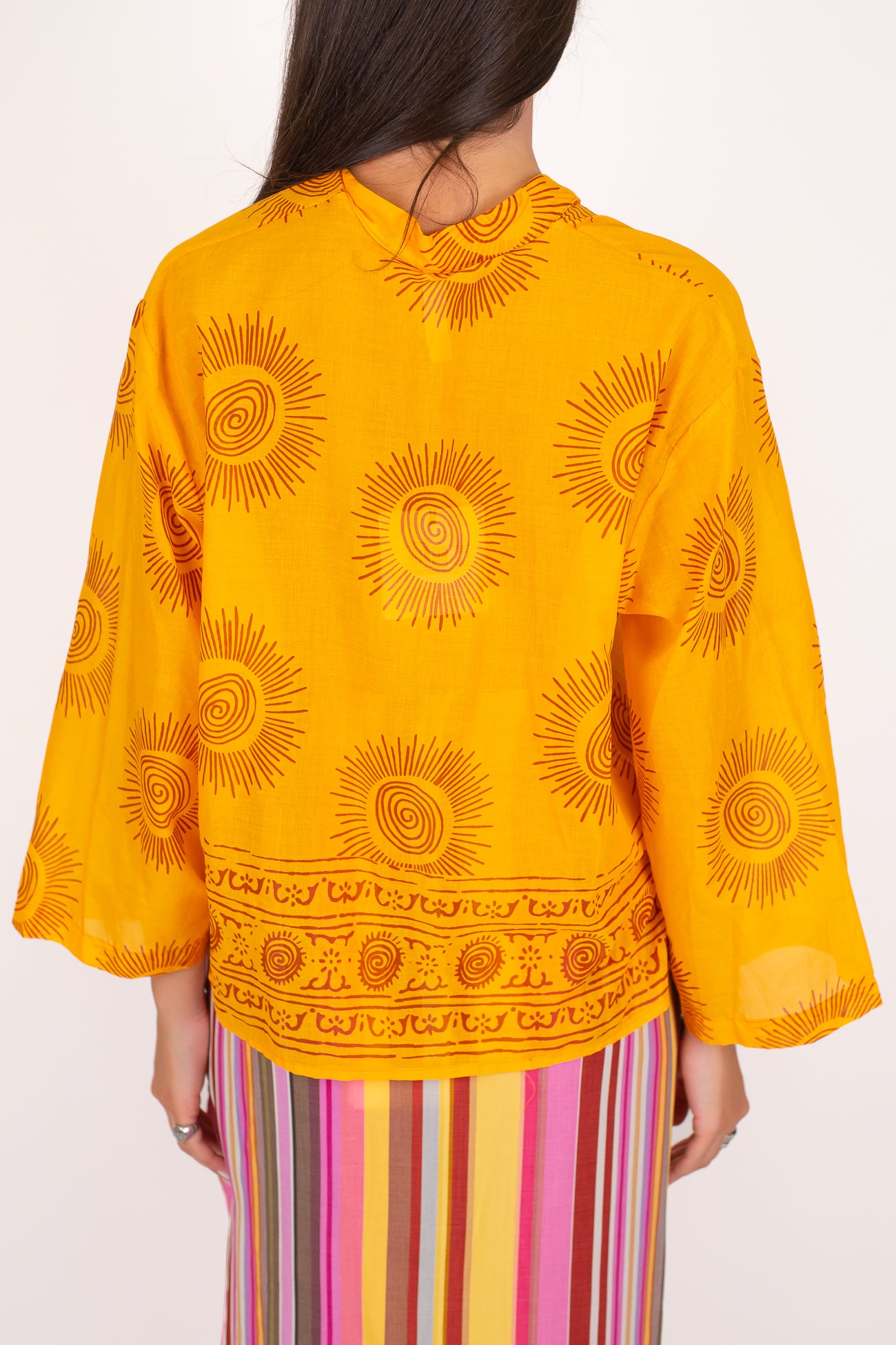 Tensione in - Camicia in cotone fantasia collo alla coreana