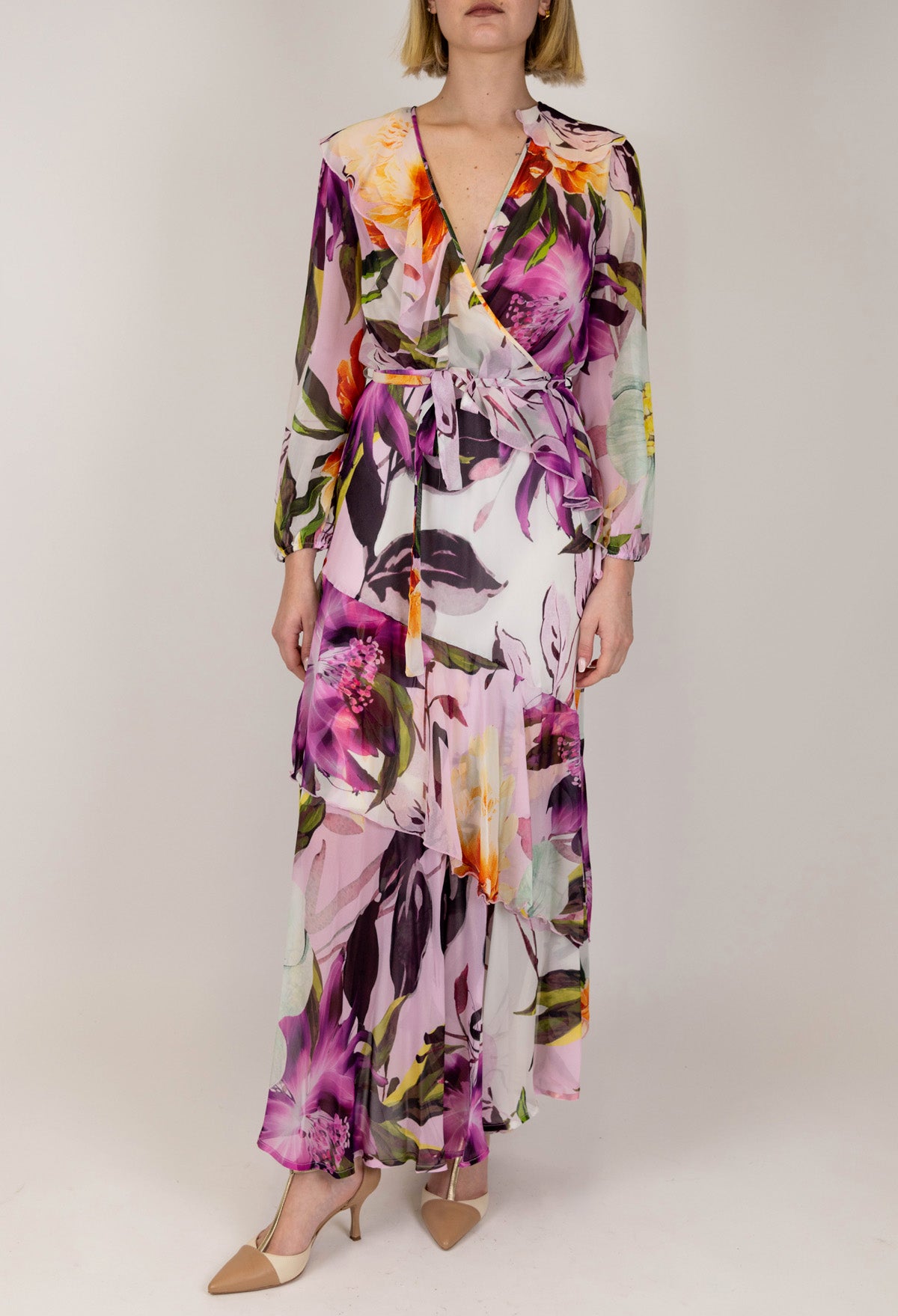 A Fiori Abito Maxi Floreale Vestito Lungo Floreale Scollo A V Var