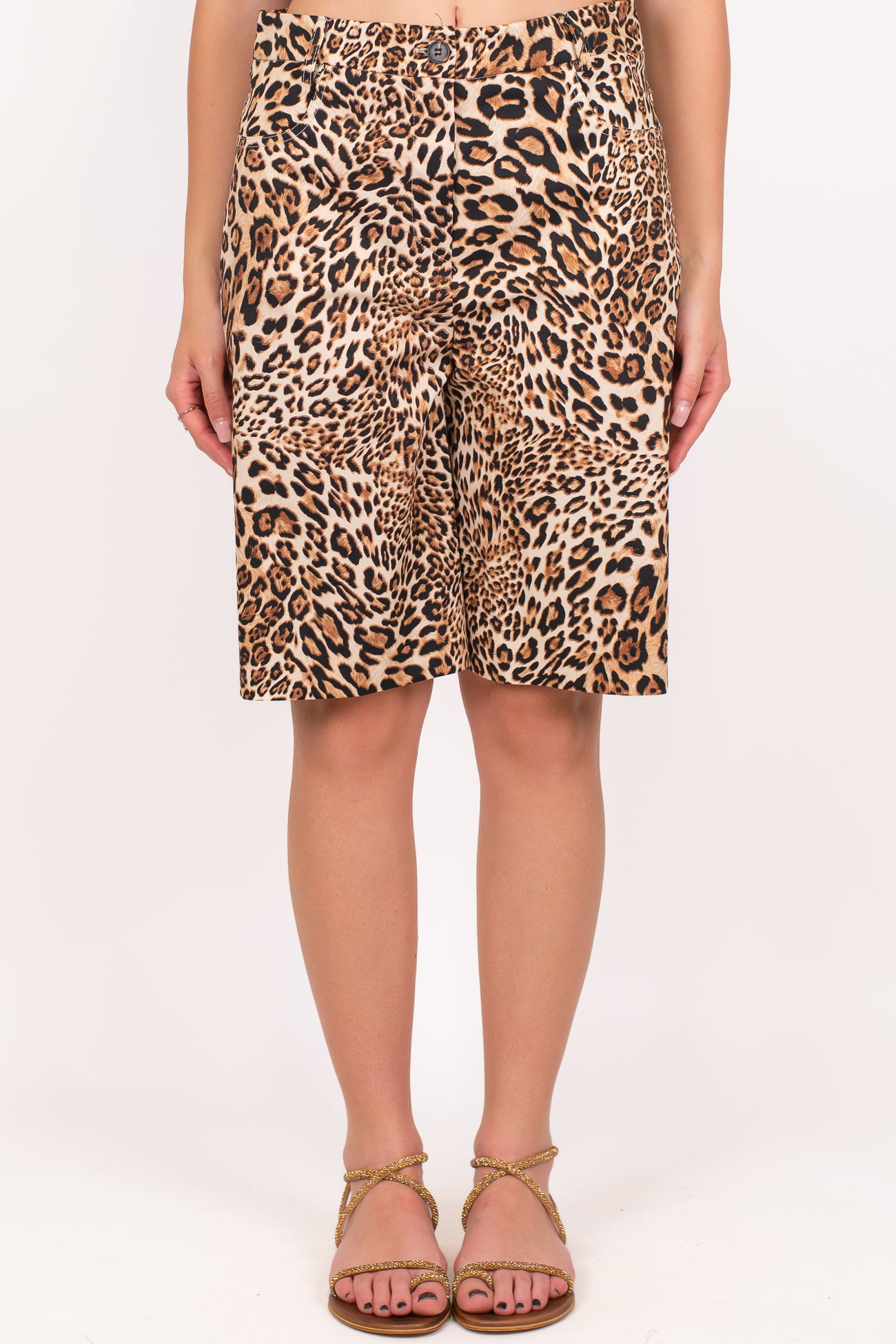 Tensione in - Bermuda in cotone fantasia animalier