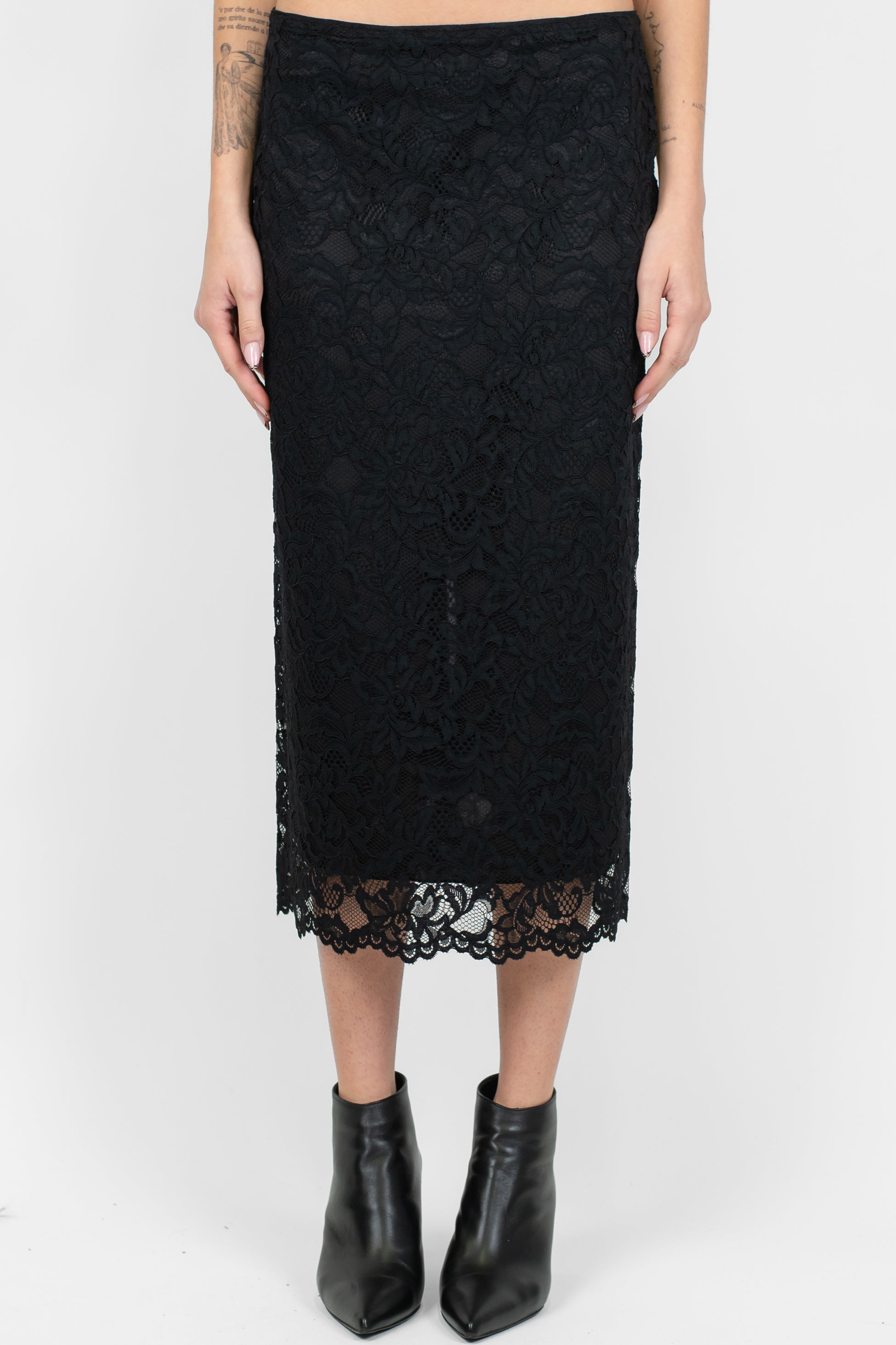 Dixie - Gonna foderata in pizzo con chiusura zip sul retro