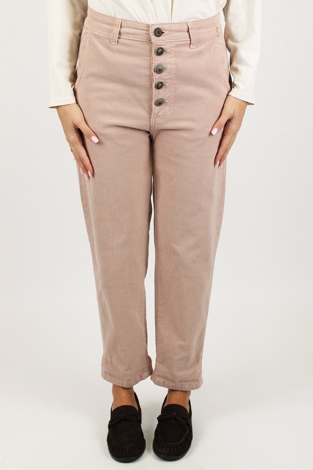 Souvenir - Pantalone regular in velluto a coste con chiusura bottoni