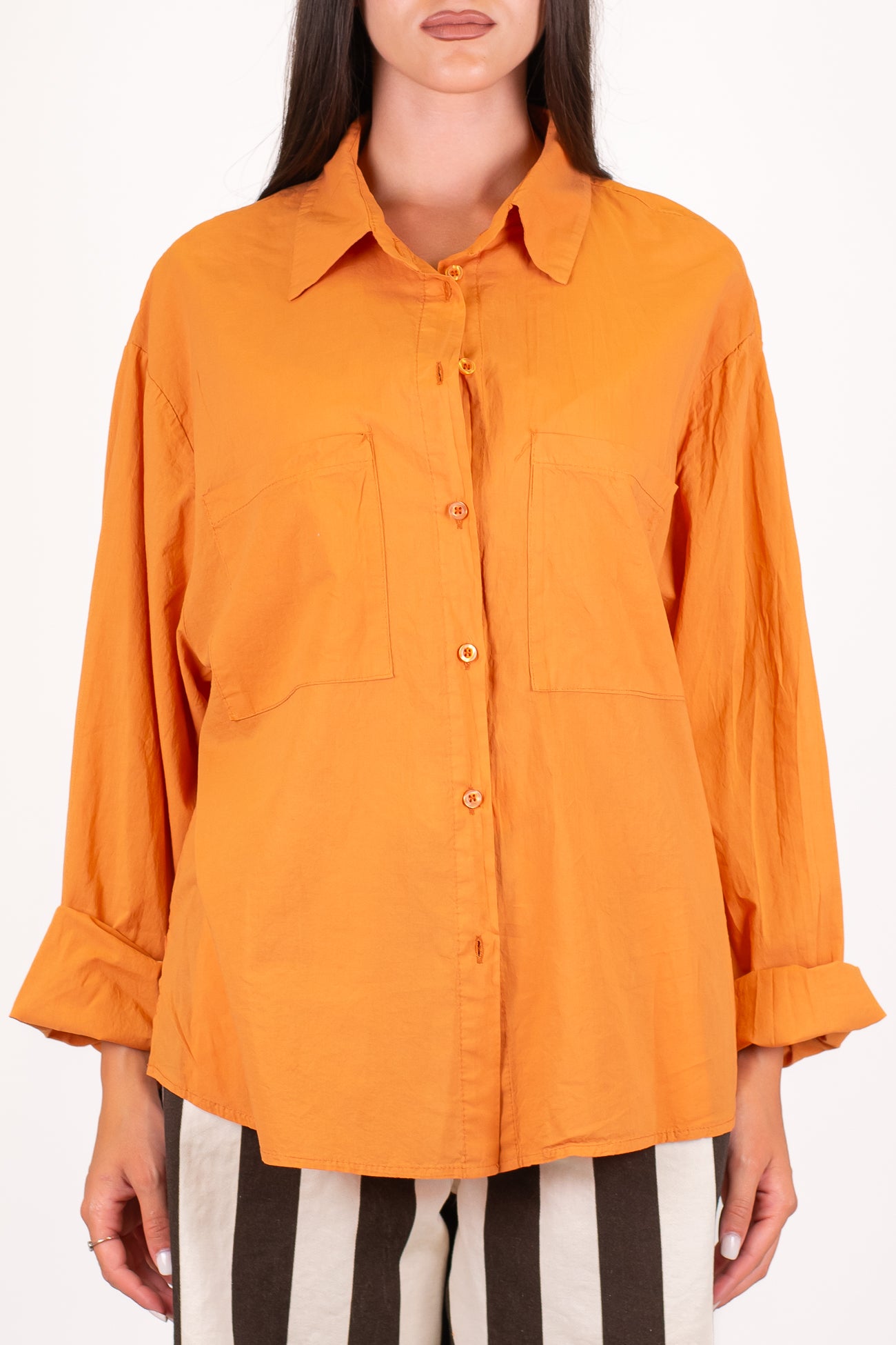 Haveone - Camicia in mussola di cotone con doppia tasca