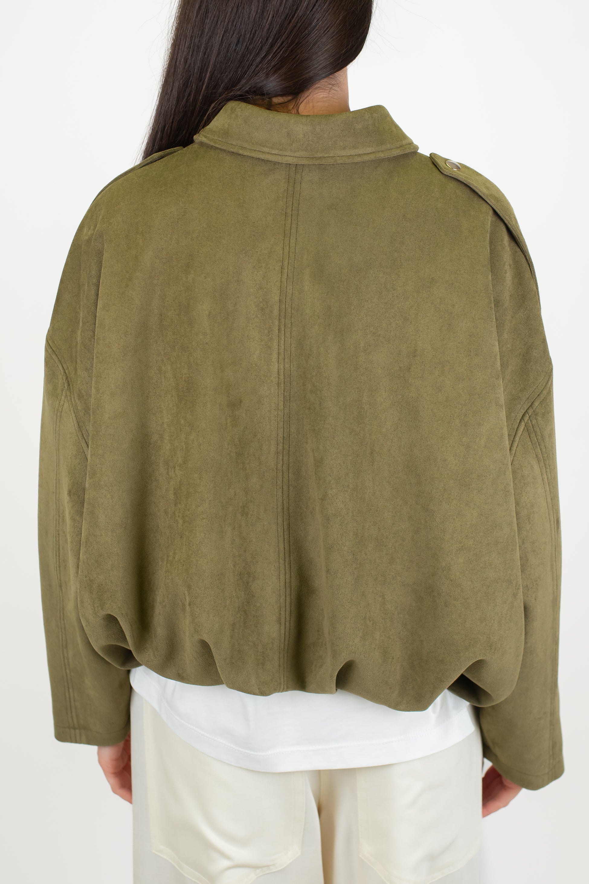 Tensione in - Bomber over in dainetto con chiusura a scomparsa ed elastico sul fondo