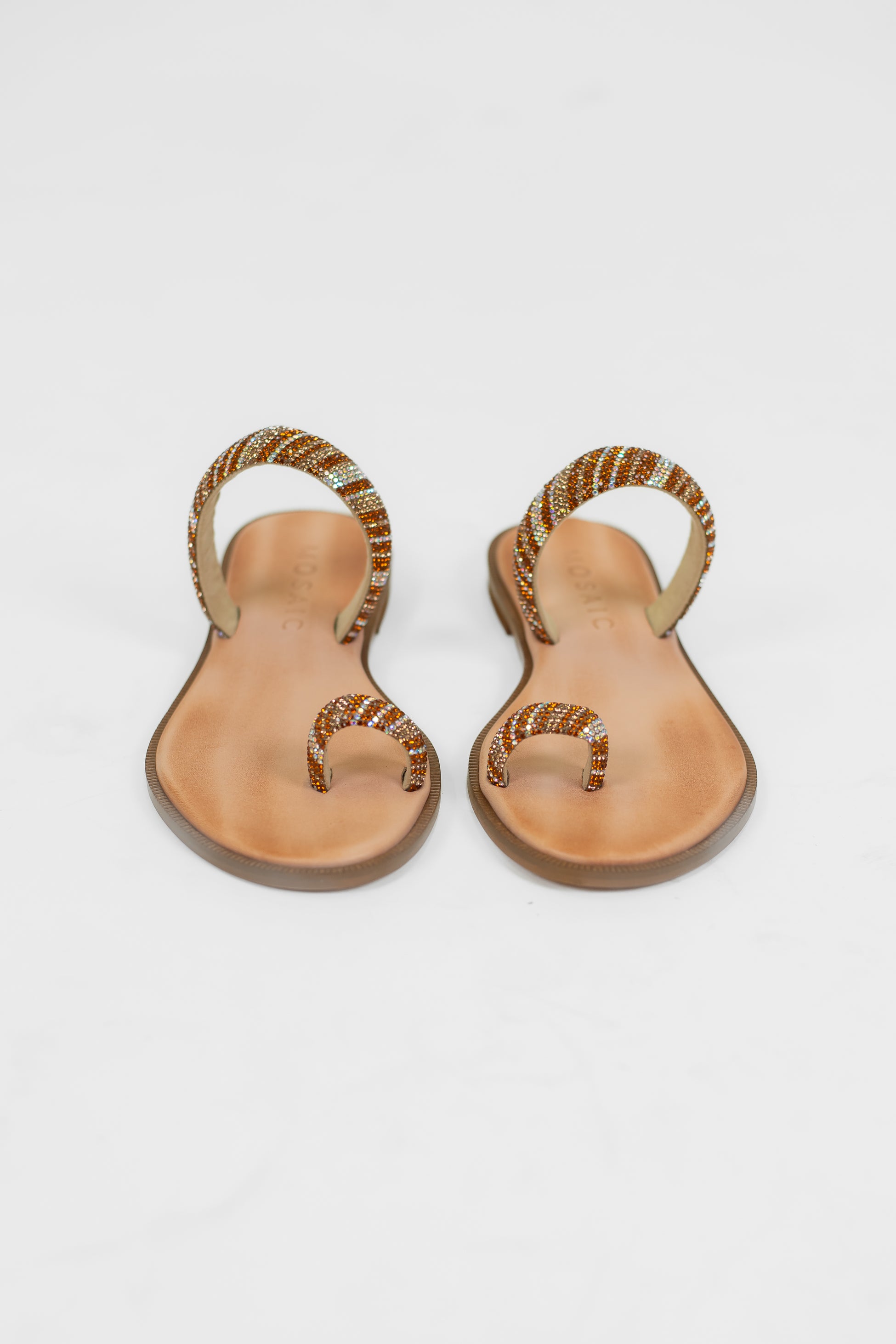 Mosaic - Sandalo infradito con doppia fascia con strass