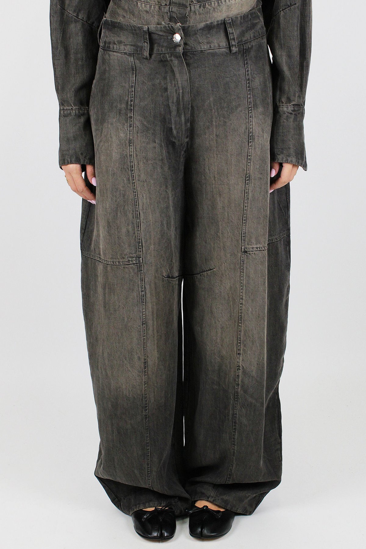Motel - Pantalone palazzo in lyocell effetto denim