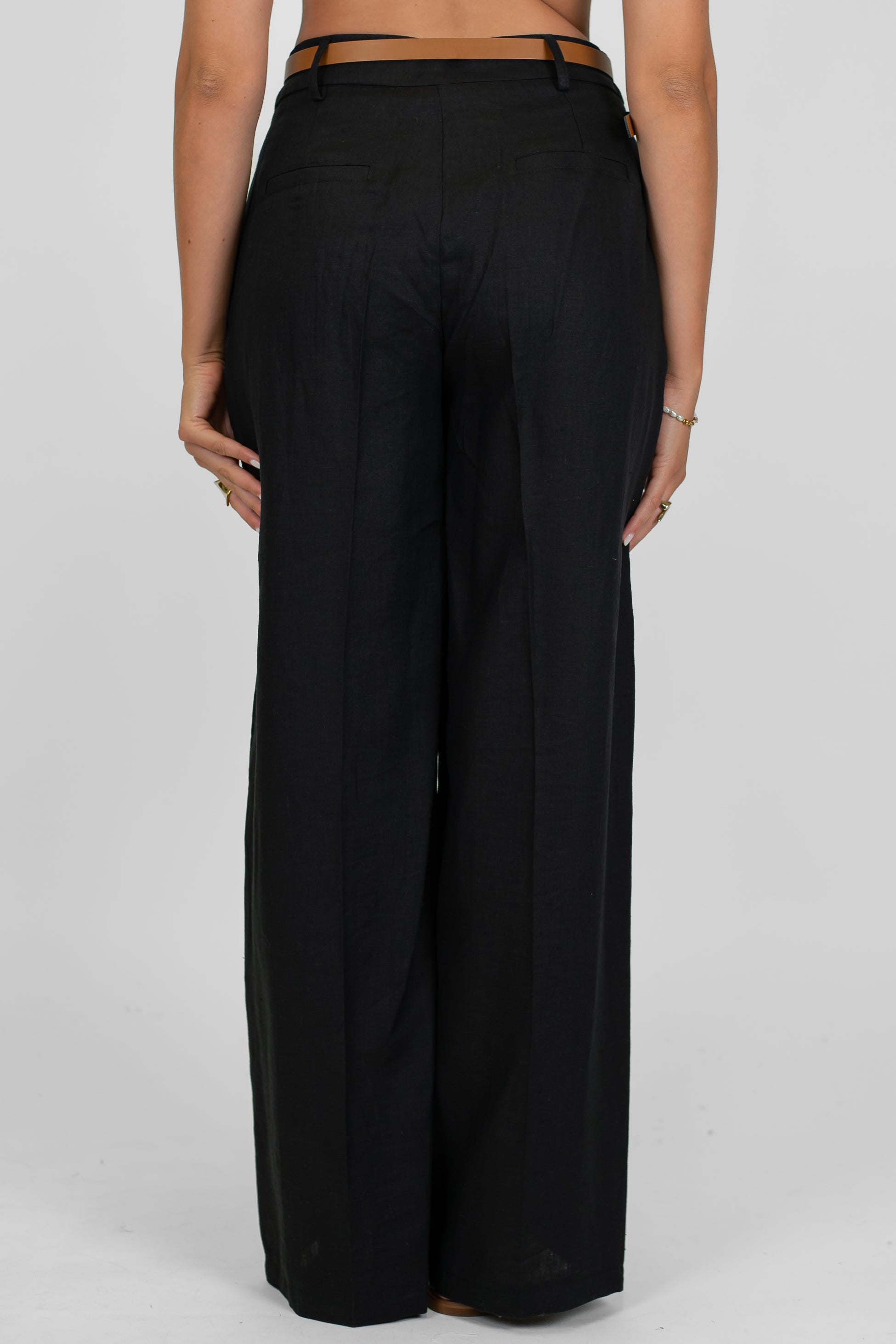 Tensione in - Pantalone palazzo in puro lino