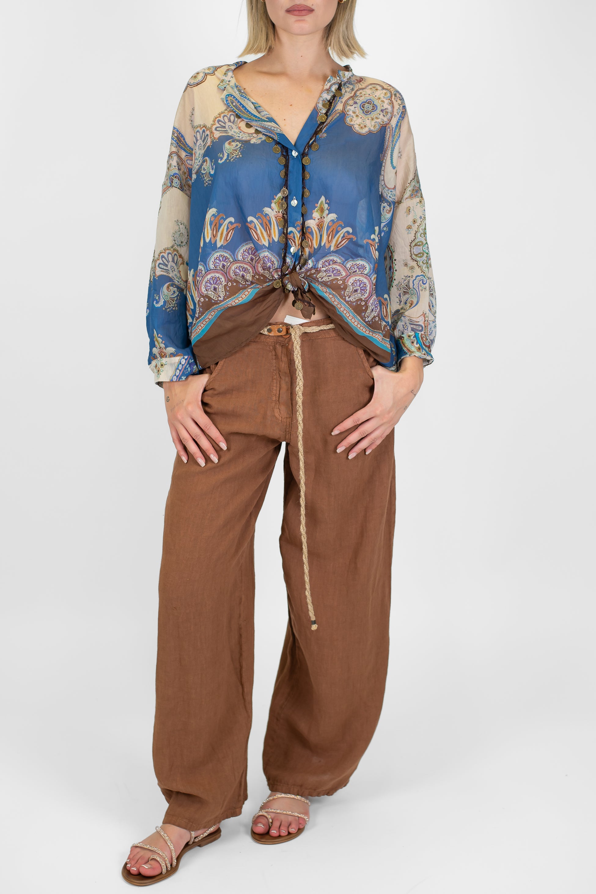 Haveone - Pantalone regular in puro lino