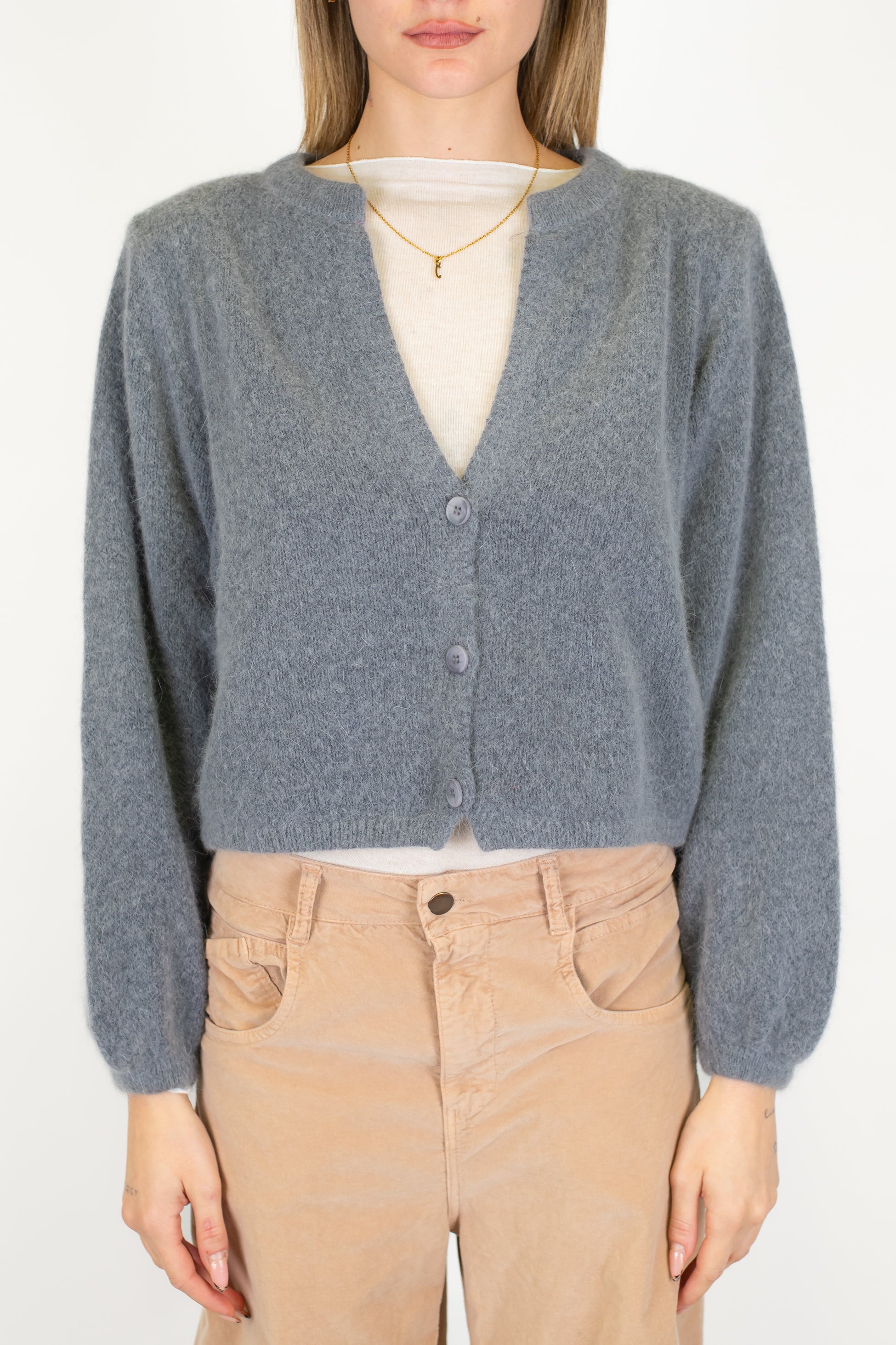 Dixie - Cardigan a scatola scollo a V in misto lana