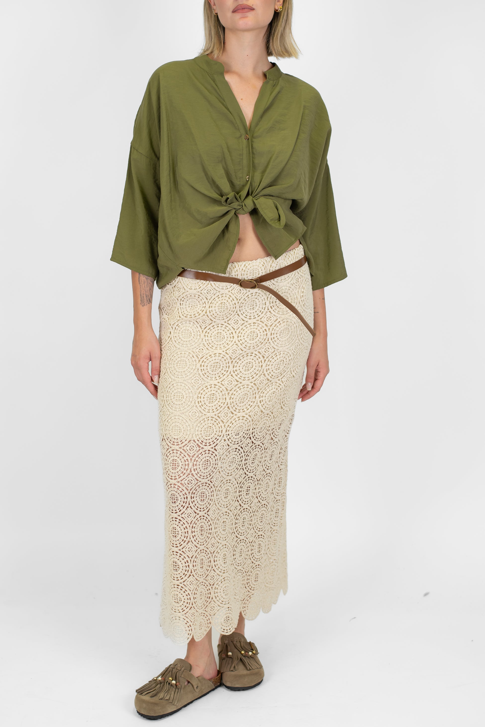 Motel - Gonna in crochet con elastico in vita