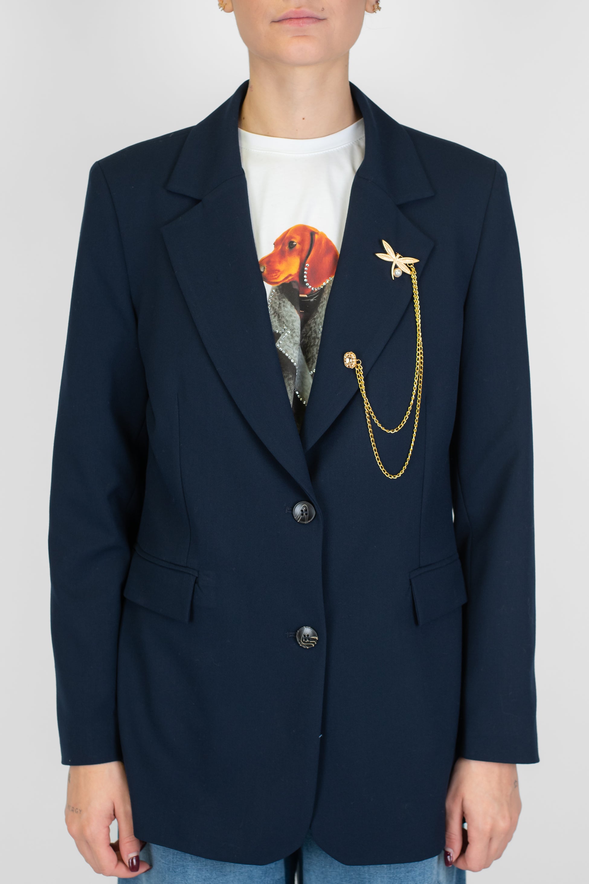 Tensione in - Giacca monopetto con spilla