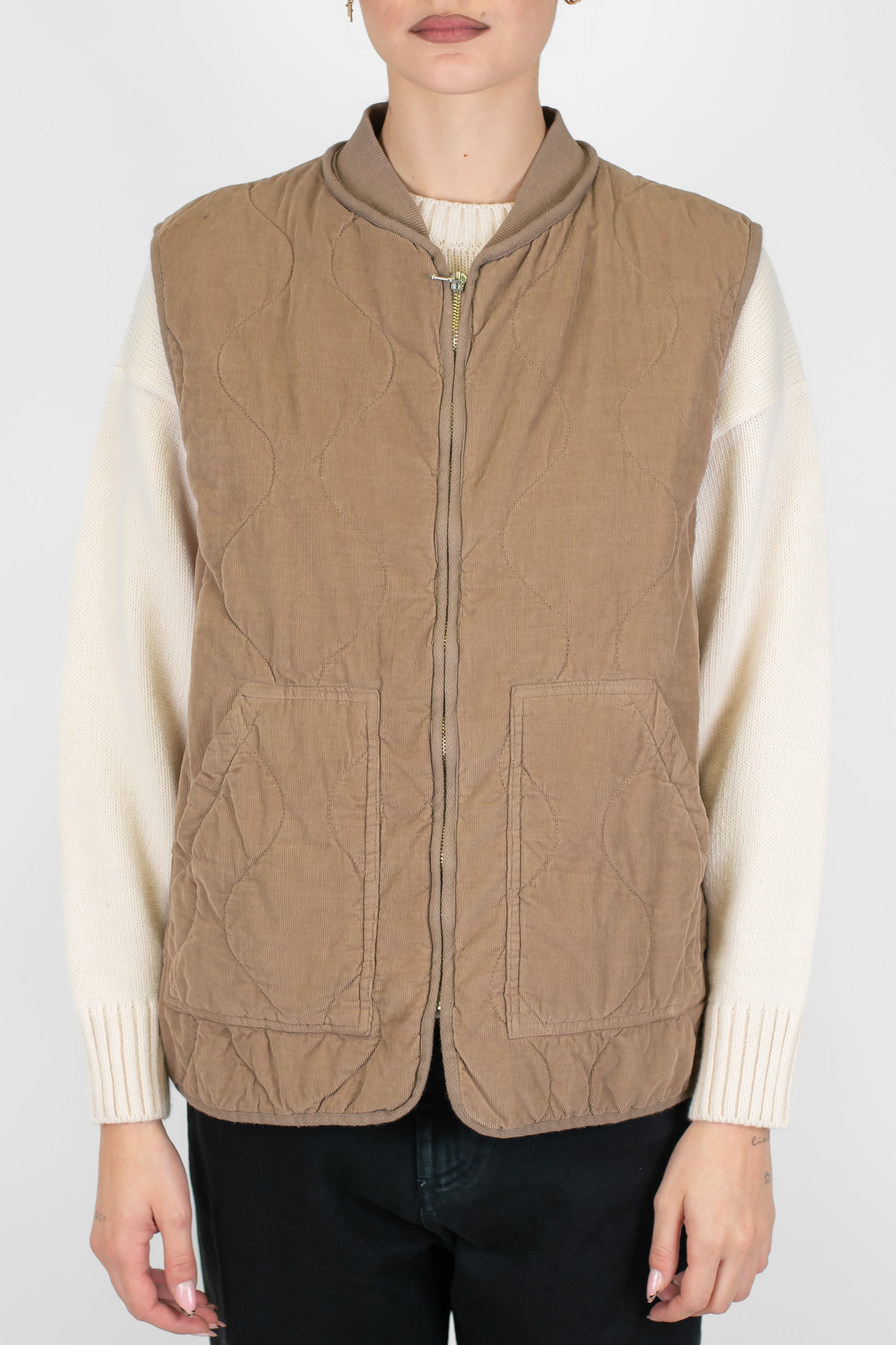 Dixie - Gilet in velluto a costine con chiusura zip