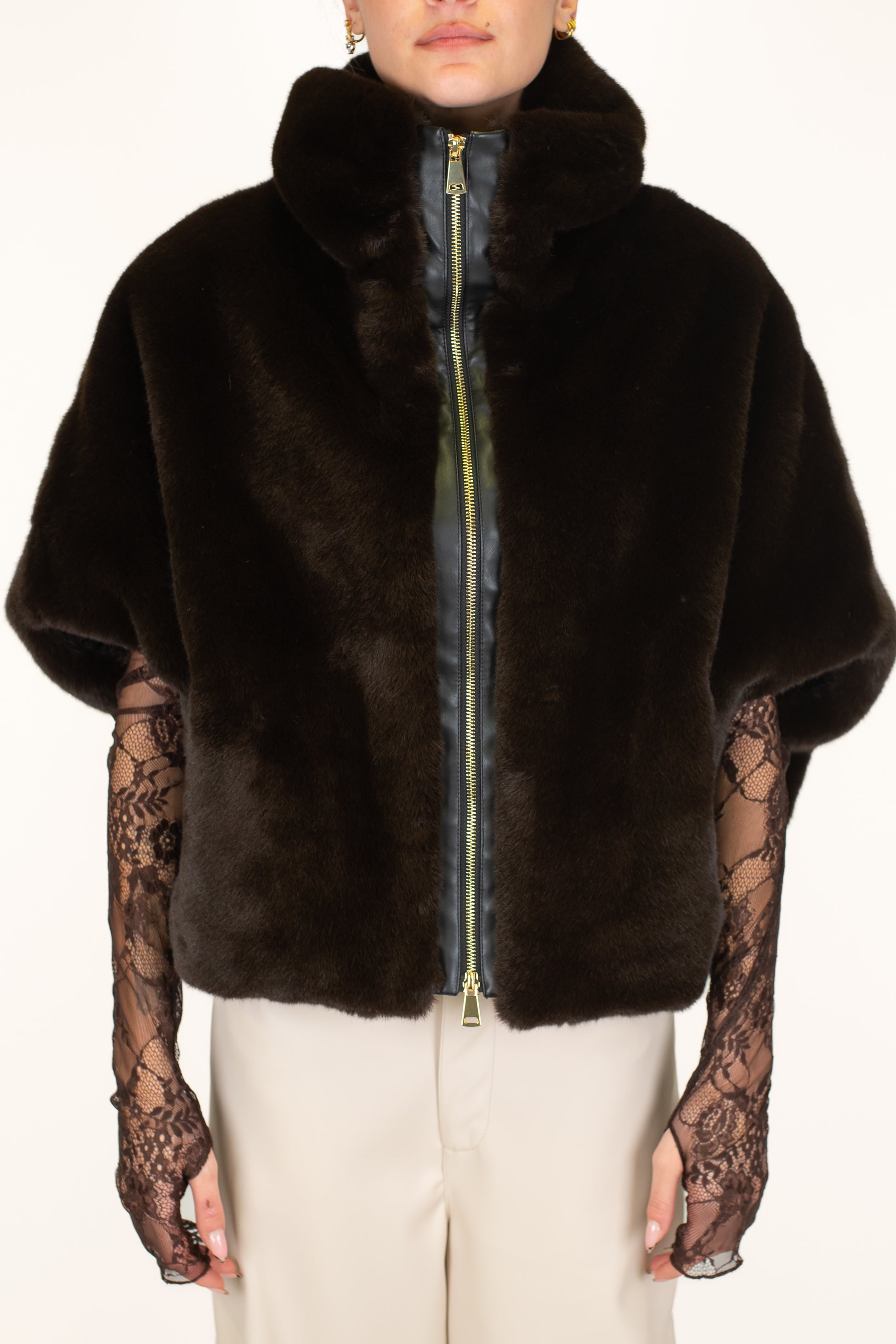 Motel - Ecopelliccia bomber mezzamanica