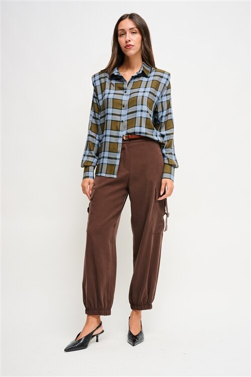 Maryley - Pantalone cargo con elastico sul fondo