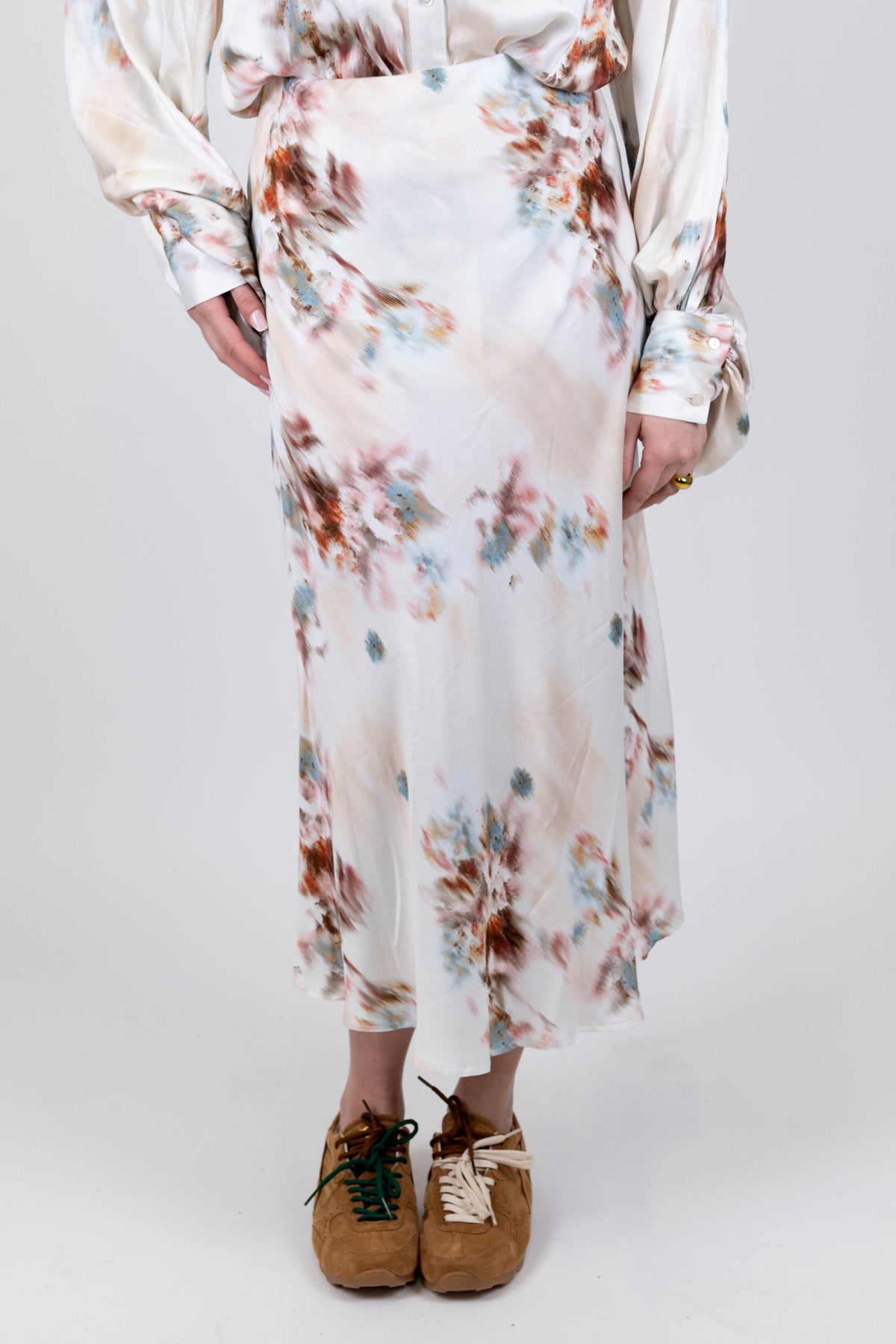 Dixie - Gonna fantasia floreale in viscosa con elastico in vita