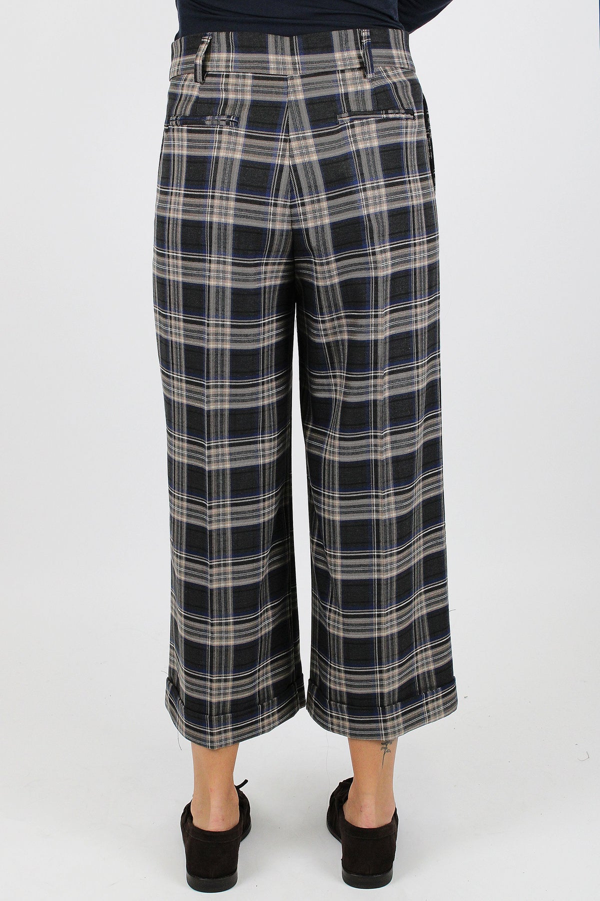 Tensione in - Pantalone palazzo crop fantasia check