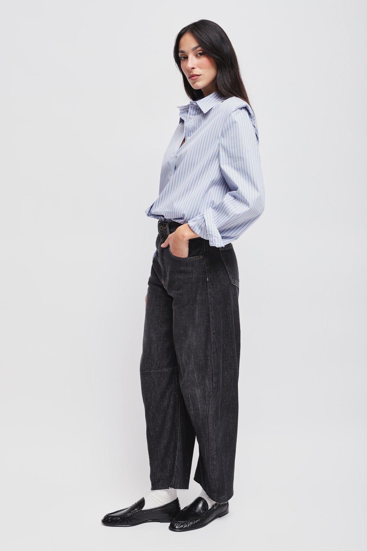 Maryley - Jeans ballonn con lurex lavaggio scuro