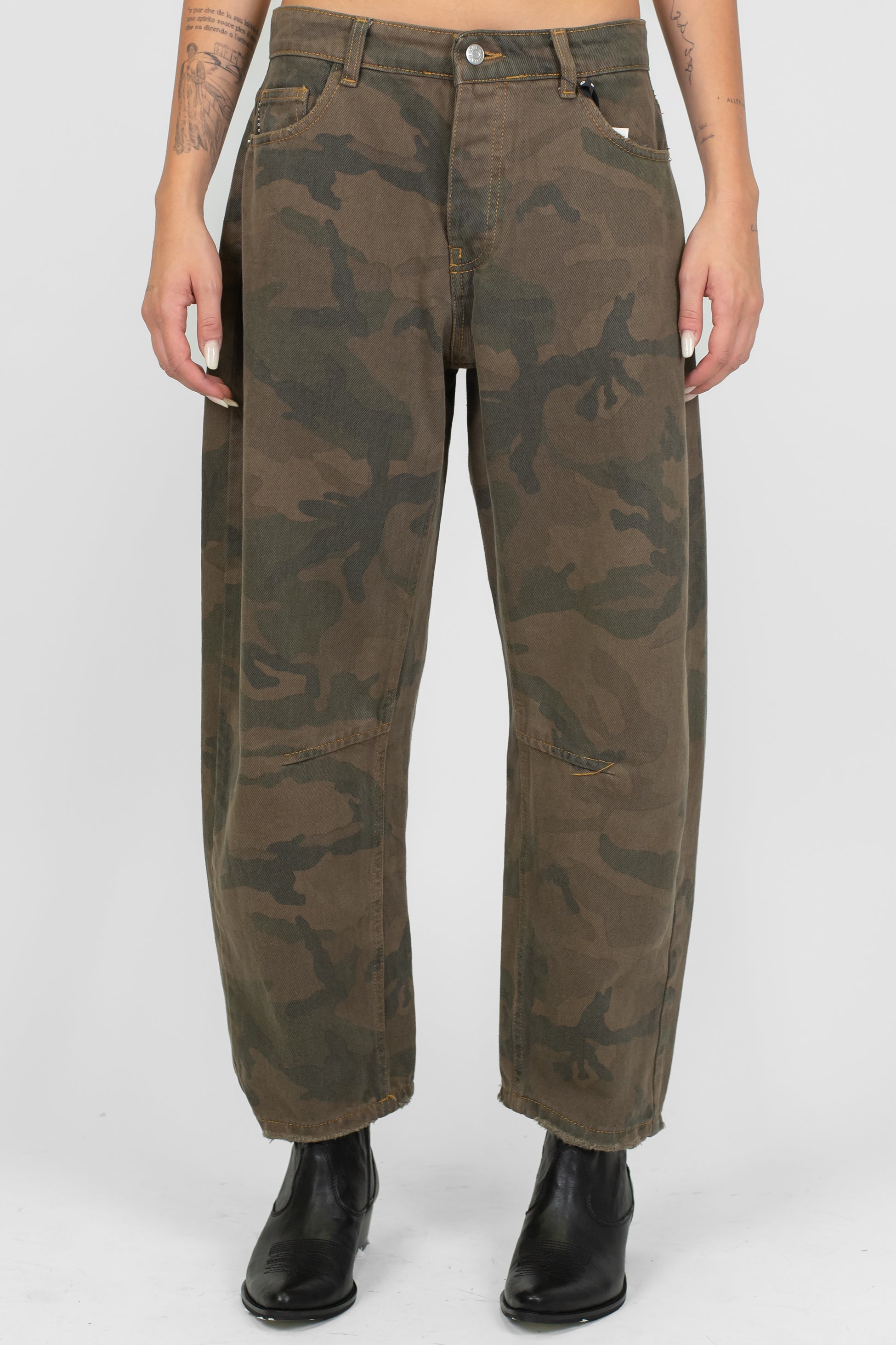 Haveone - Pantalone balloon in denim fantasia camouflage