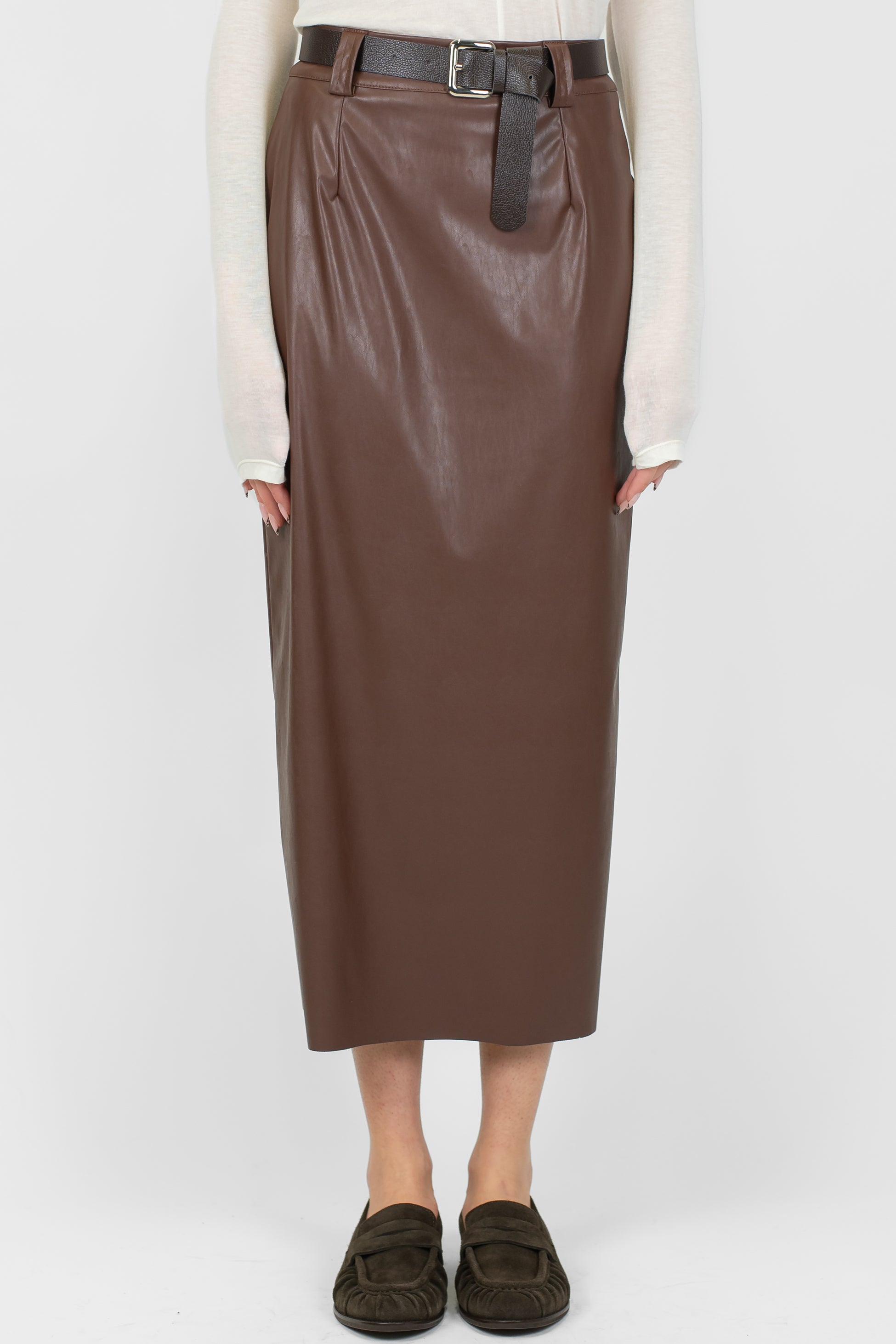 Haveone - Gonna longuette in ecopelle