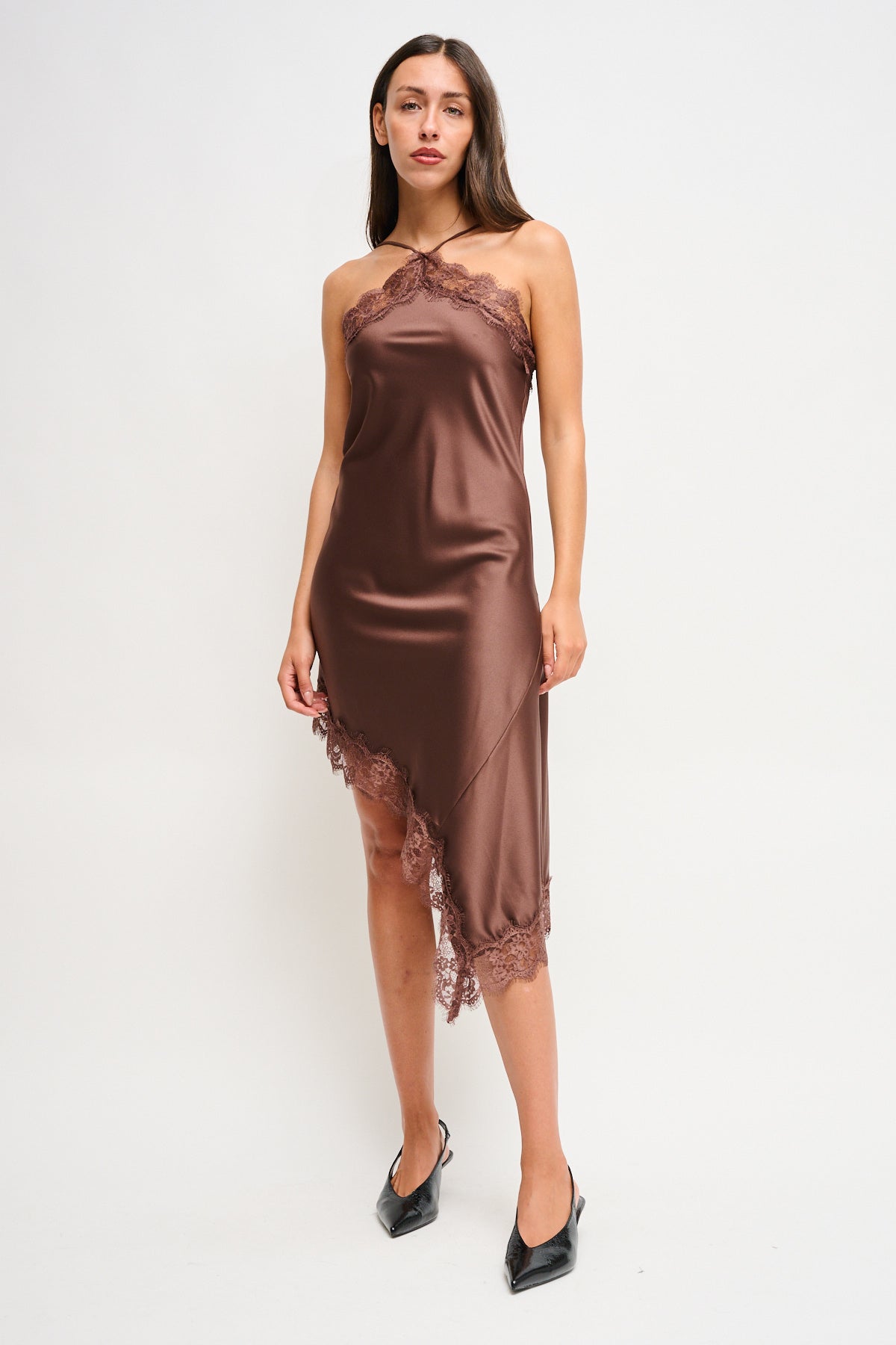 Maryley - Abito asimmetrico con dettagli in pizzo