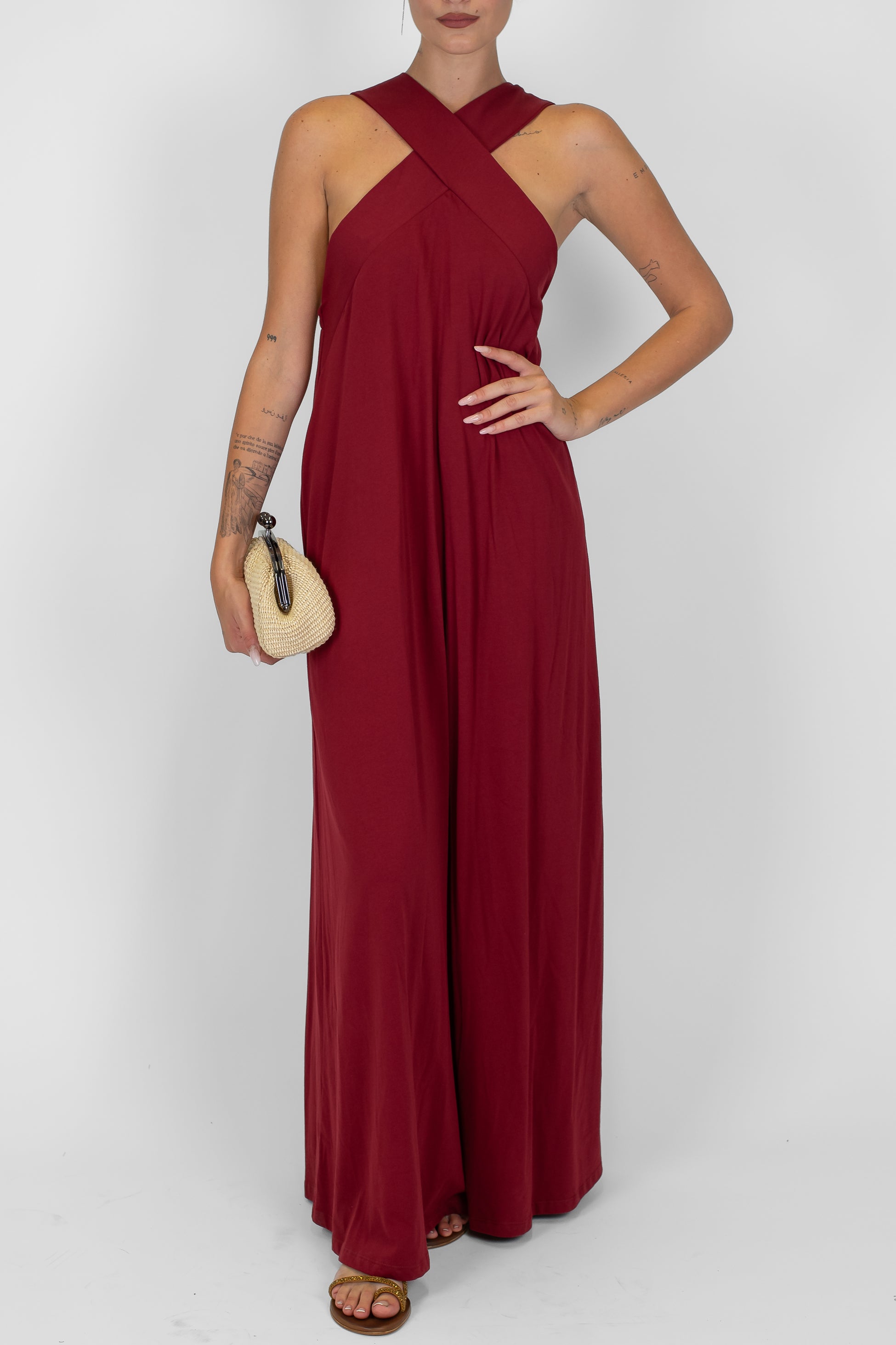 Tensione in - Abito in cotone scollo incrociato