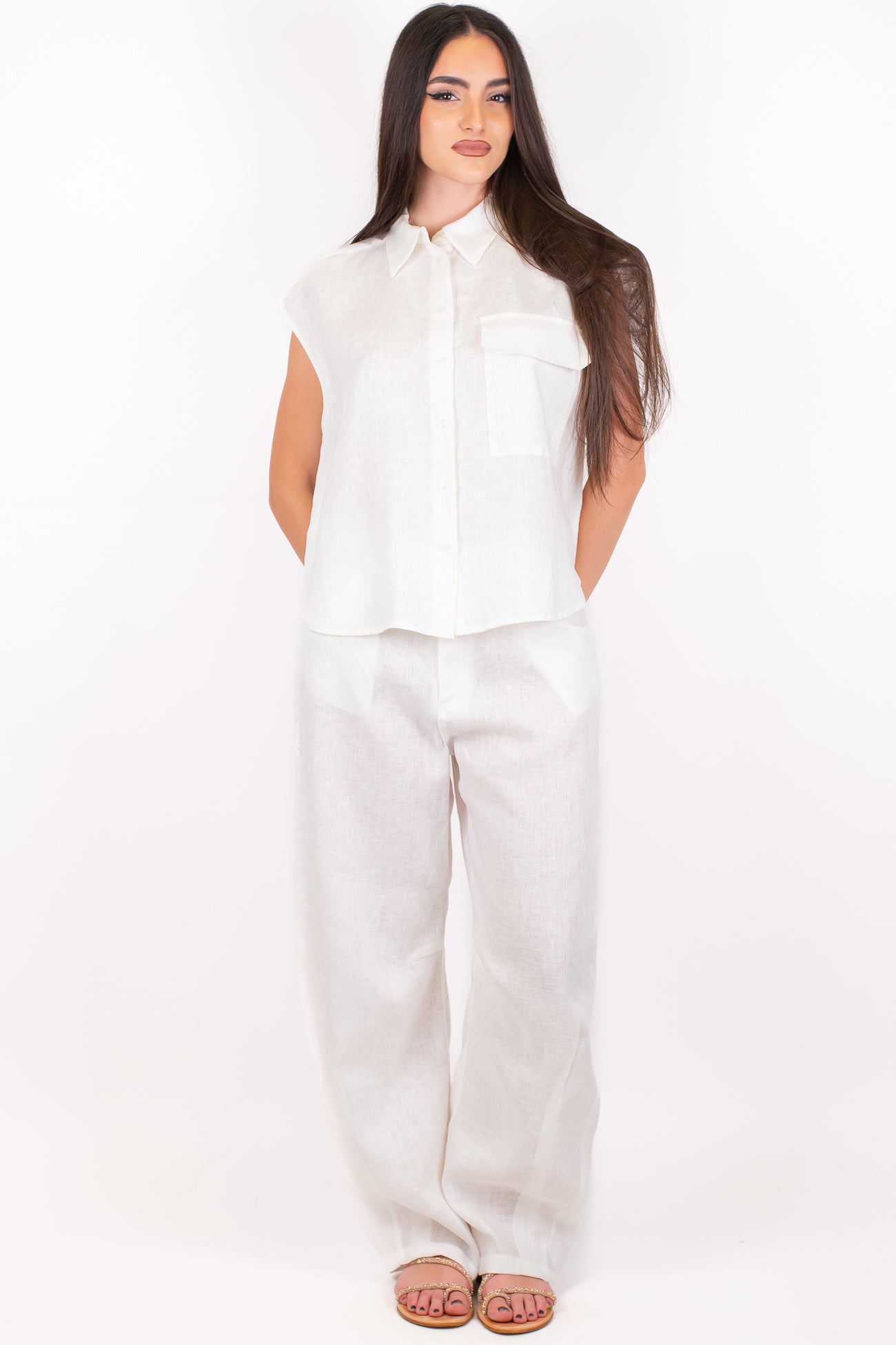Tensione in - Pantalone balloon in puro lino