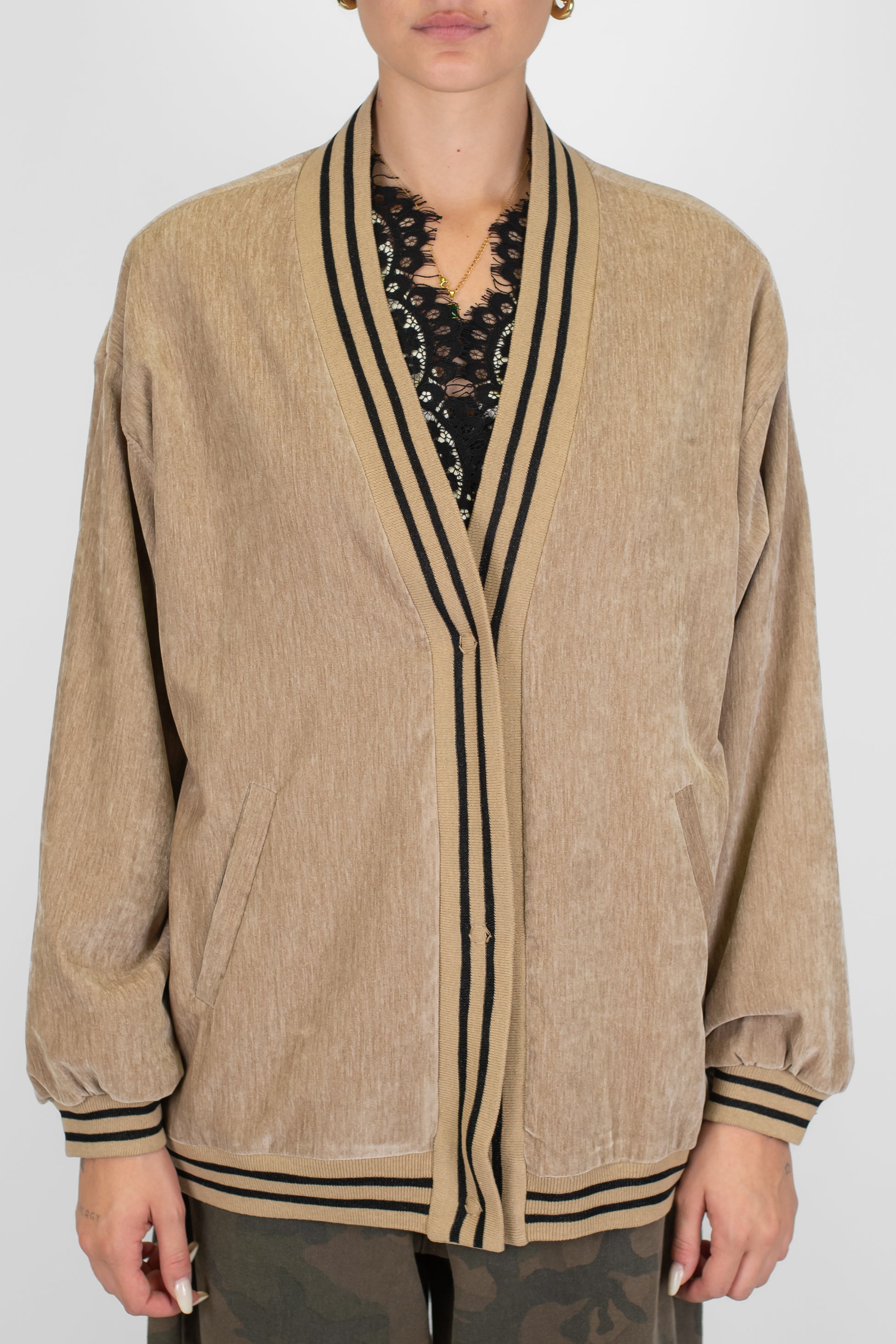 Dixie - Bomber over con profili elastici e tasche laterali