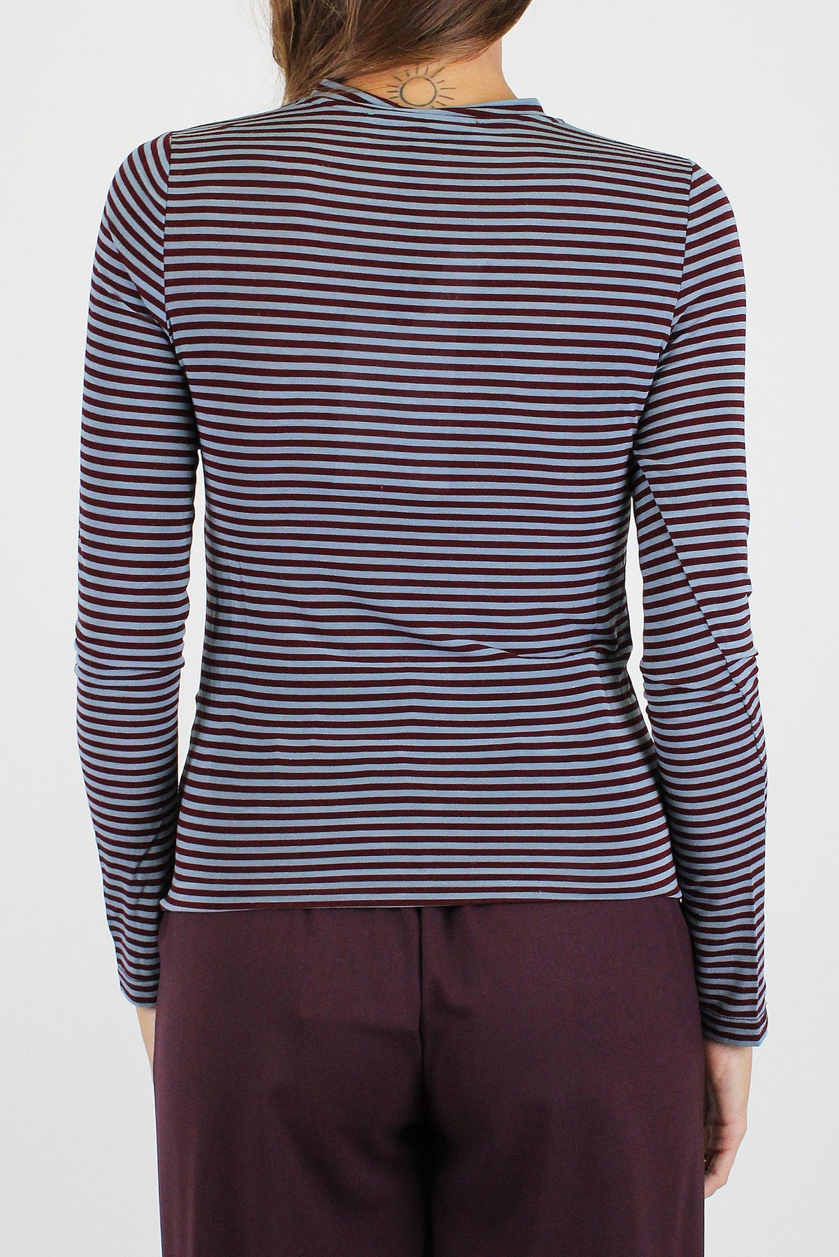 Haveone - Maglia serafino fantasia a righe in misto modal e cashmere