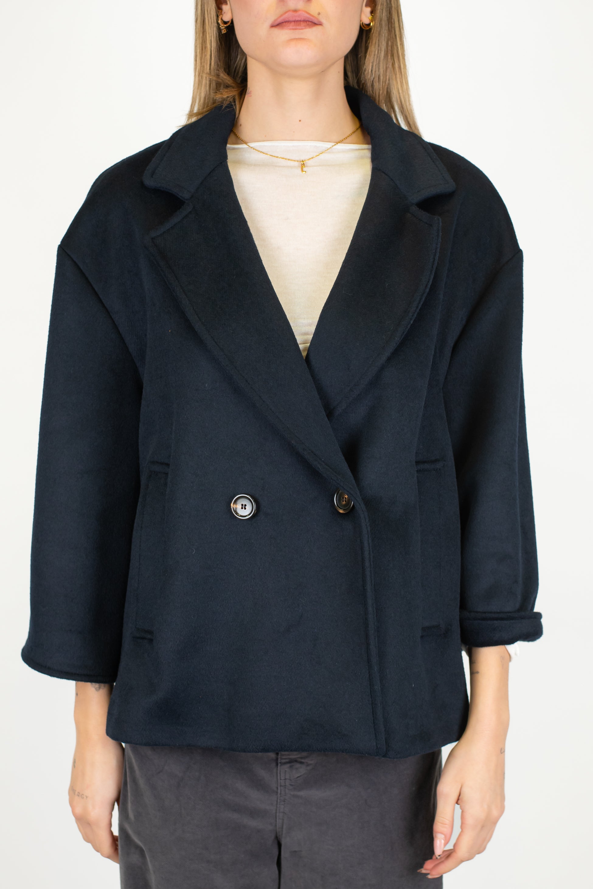 Motel - Cappotto corto doppiopetto in misto lana