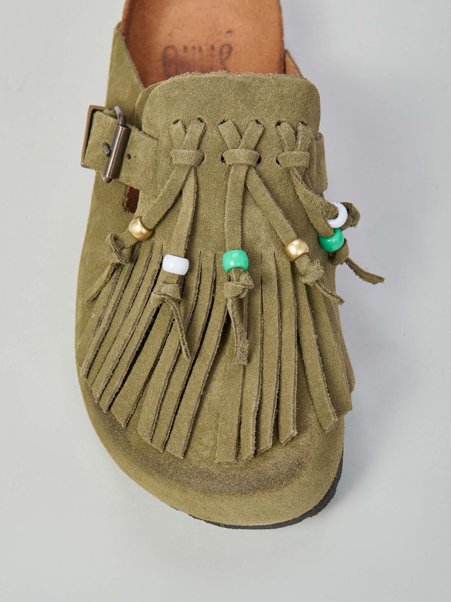 Ovyé - Mules in suede con frange e perline