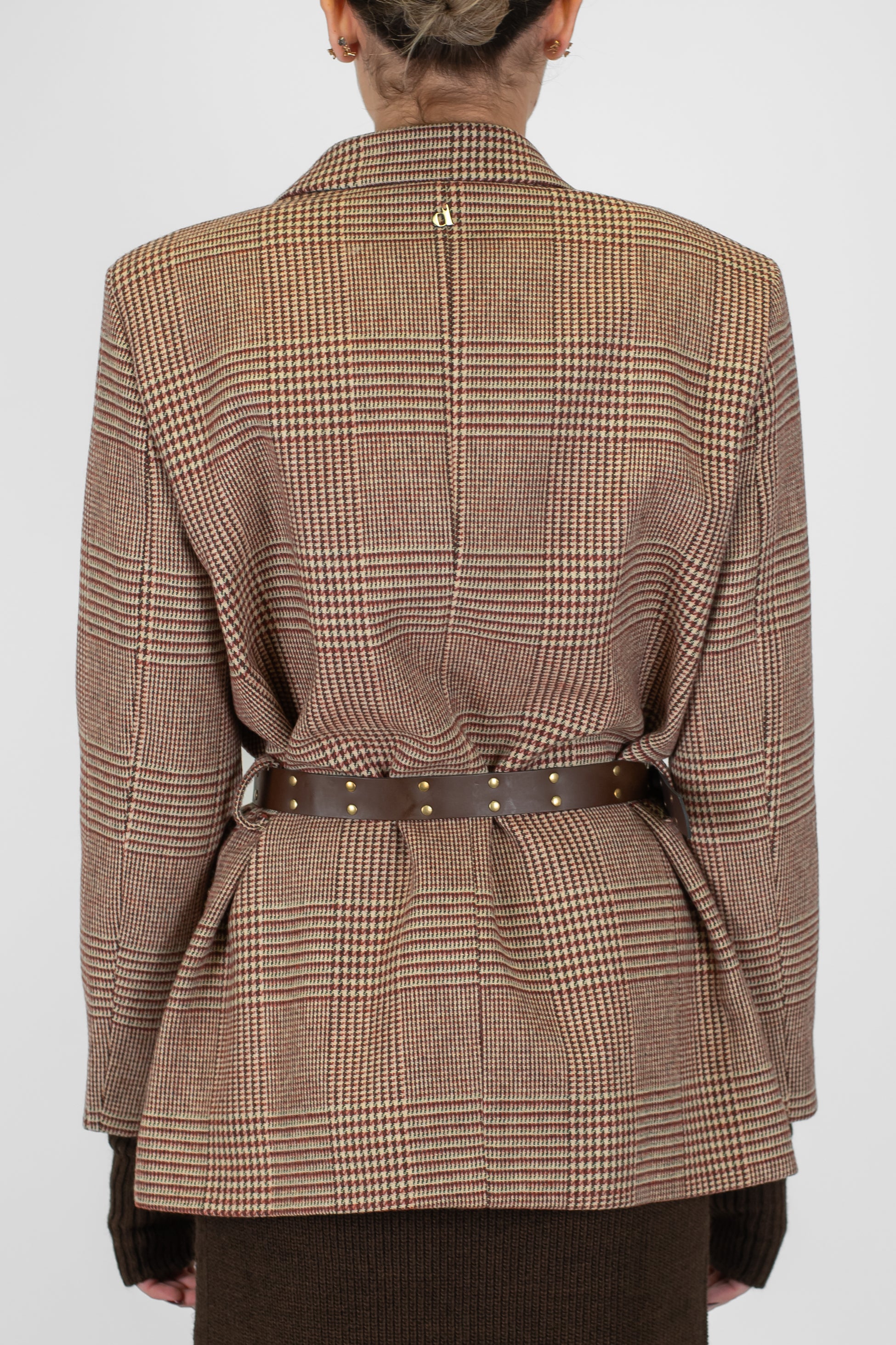 DIxie - Giacca doppiopetto fantasia principe di galles in misto lana con spille