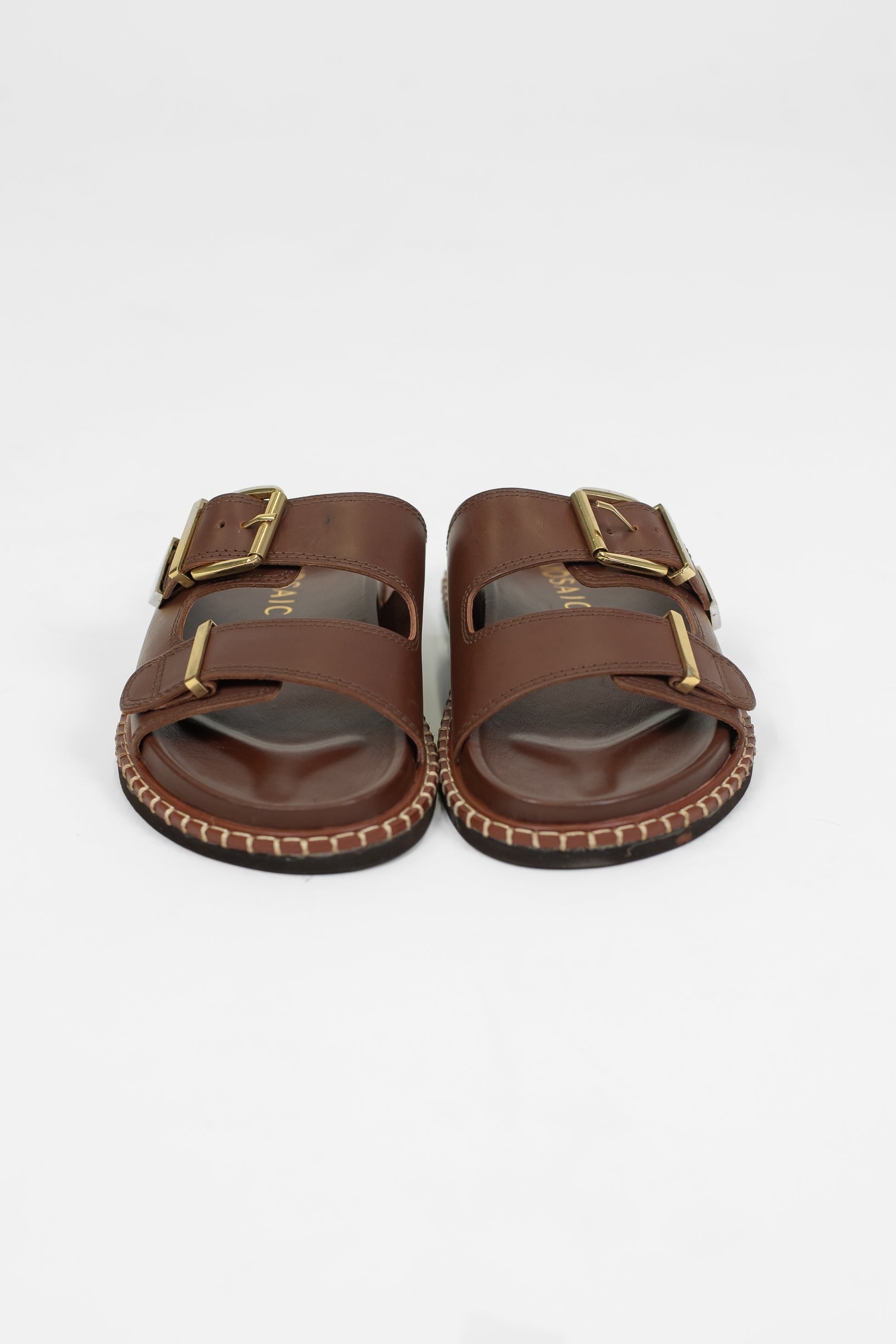 Mosaic - Ciabattina in pelle con doppia fascia