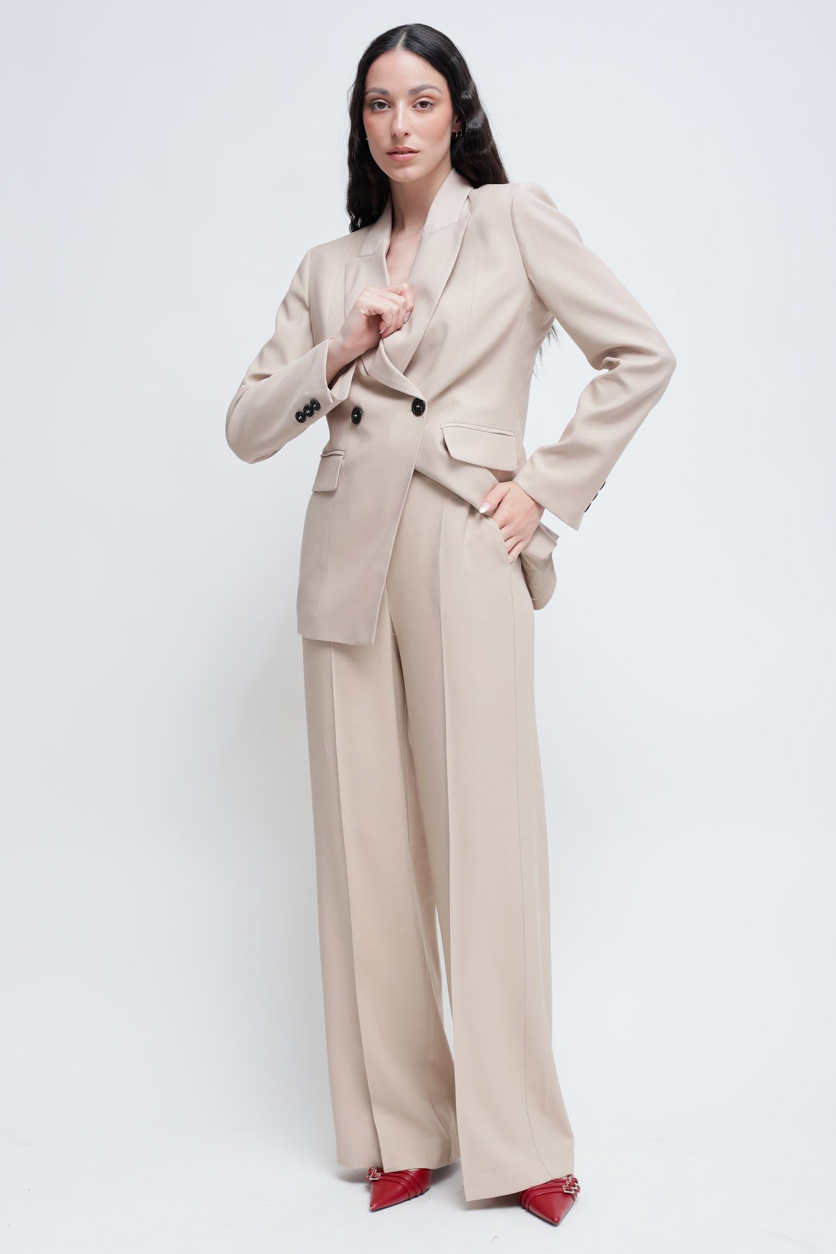 Maryley - Pantalone palazzo con elastico sul retro