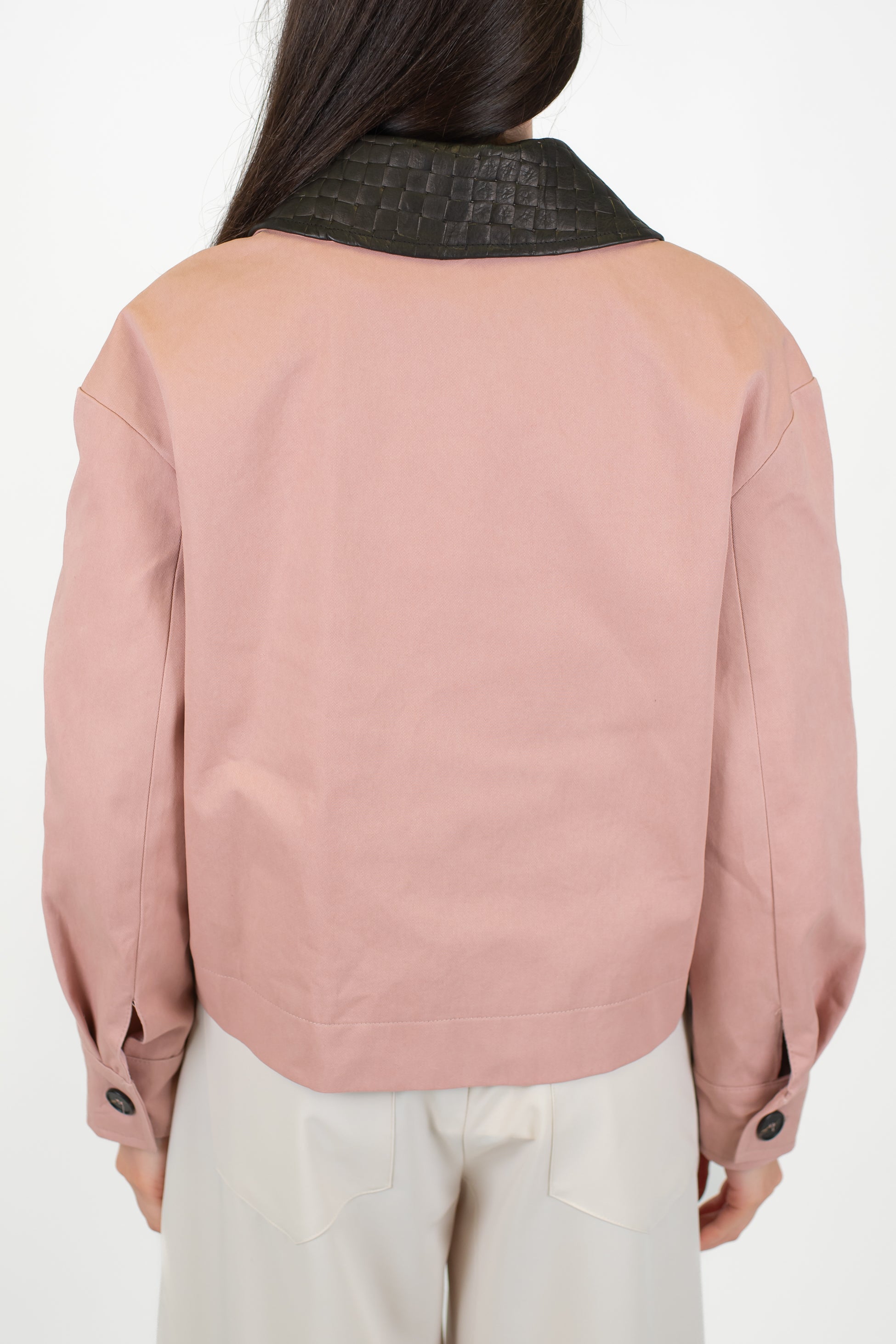 Tensione in - Giubbino in denim colorato con colletto in ecopelle