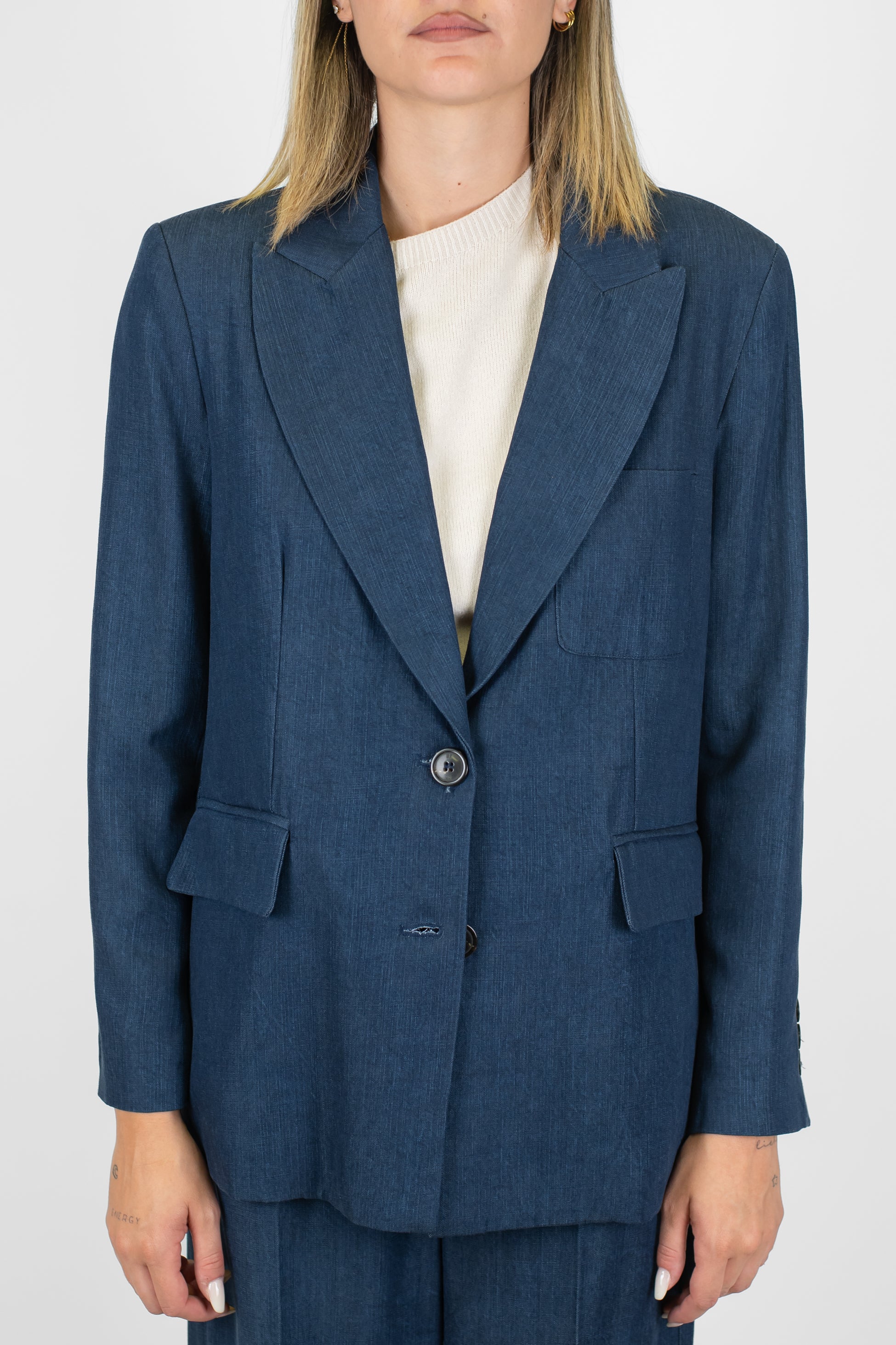 Maryley - Giacca monopetto in lyocell con taschino