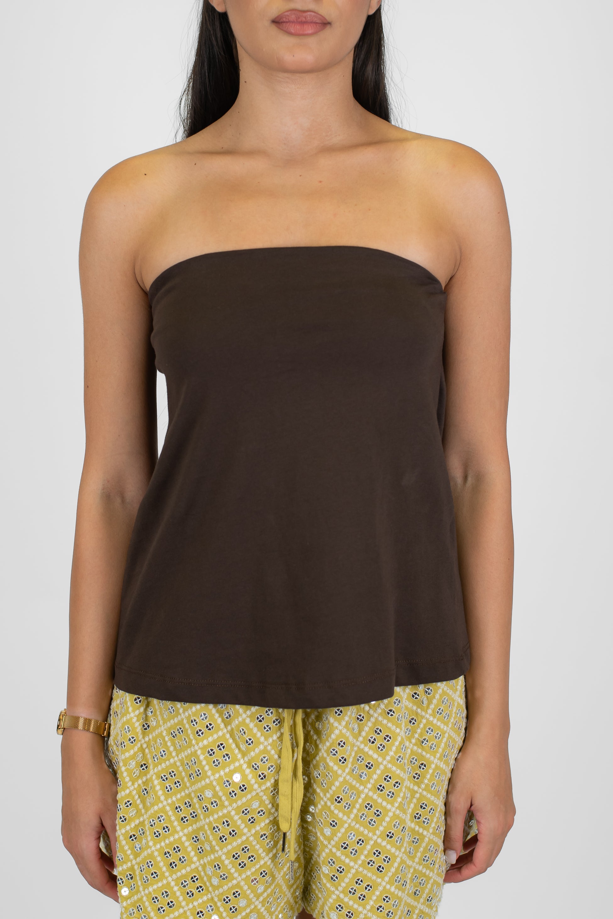 Tensione in - Top a fascia in cotone con elastico dietro