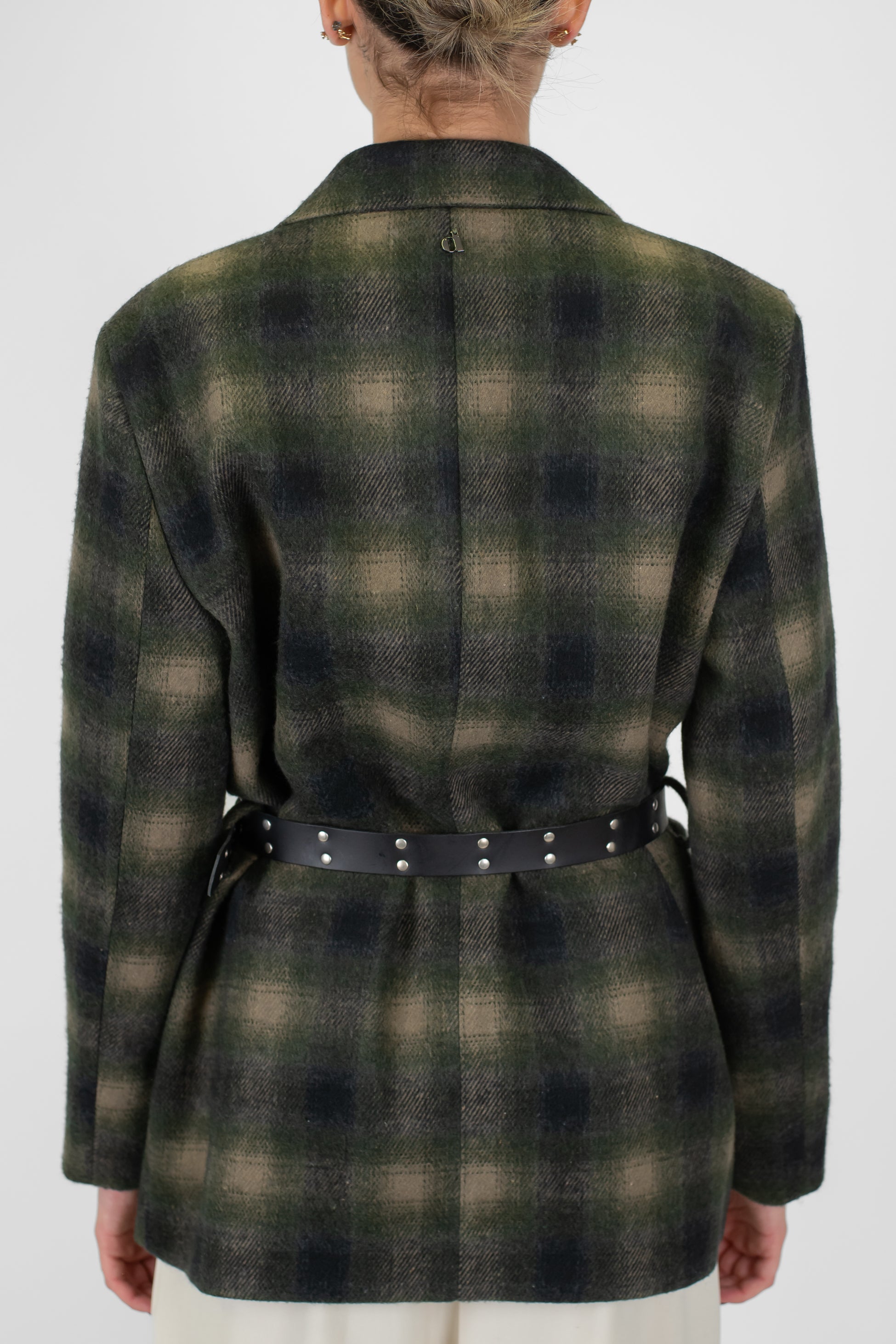 Dixie - Giacca doppiìopetto in misto lana fantasia check con spille